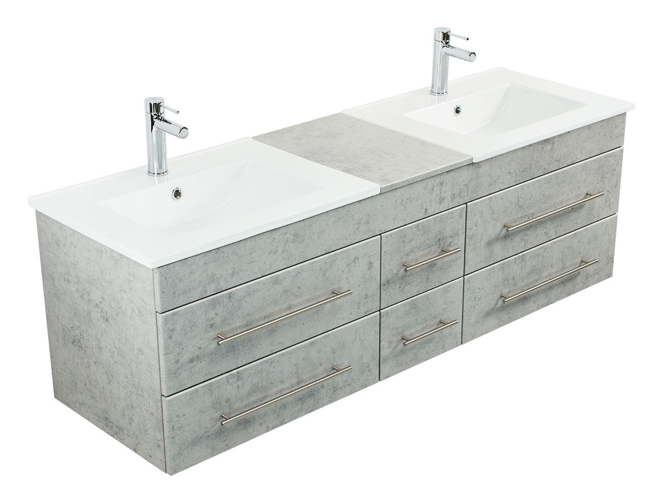 Badmöbel Milano XL 172cm Doppel- Waschtisch SoftClose weiss hochglanz
