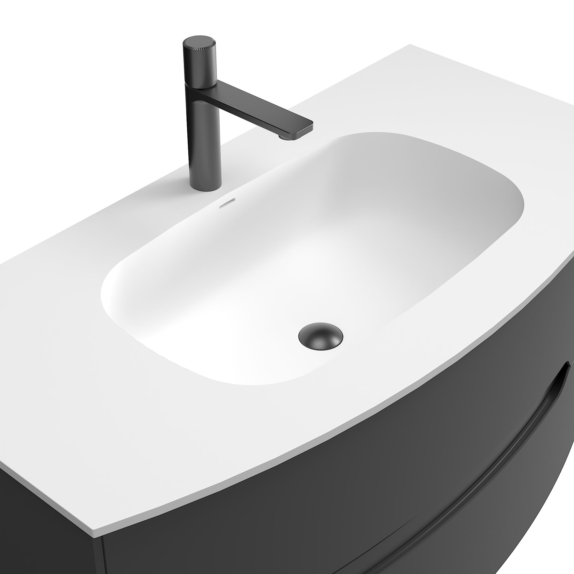 Badmöbel Riva & Waschtisch 100 cm SoftClose montiert grafit matt