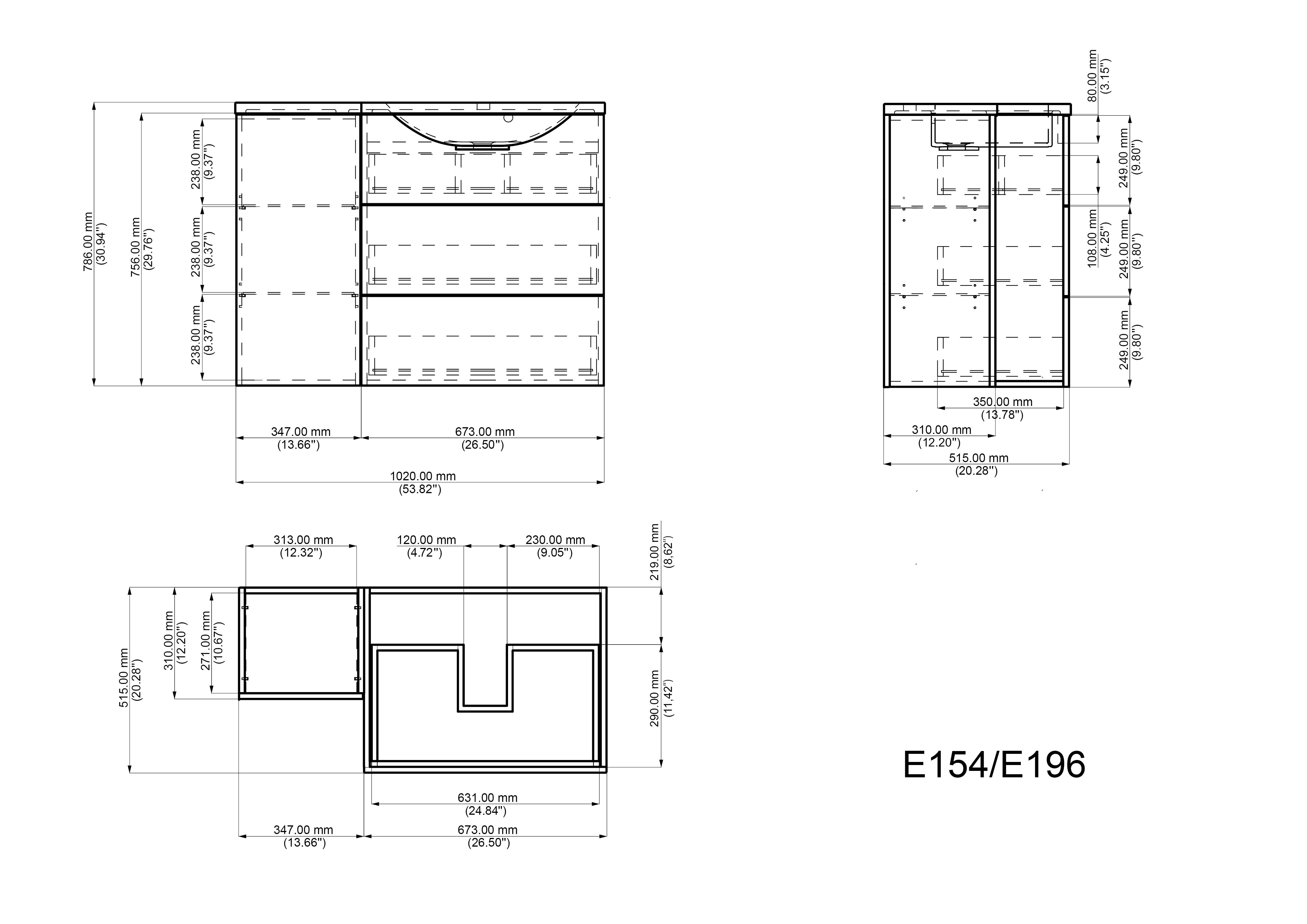 Badblock Adelia links 3er Set LED-Spiegel Hängeschrank anthrazit 