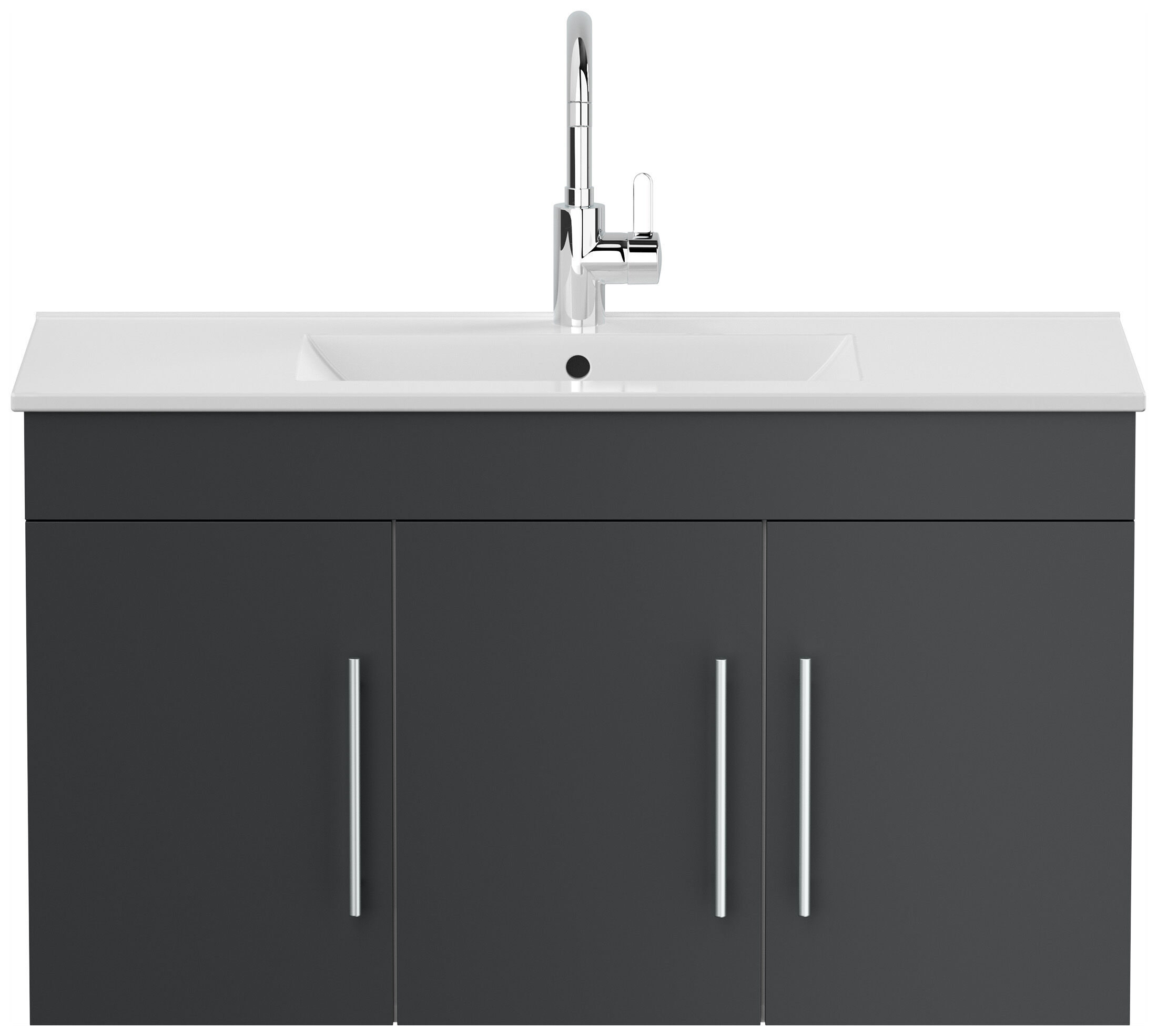 Badmöbel Venezia grafit Waschtisch mit 3 Softclose Türen