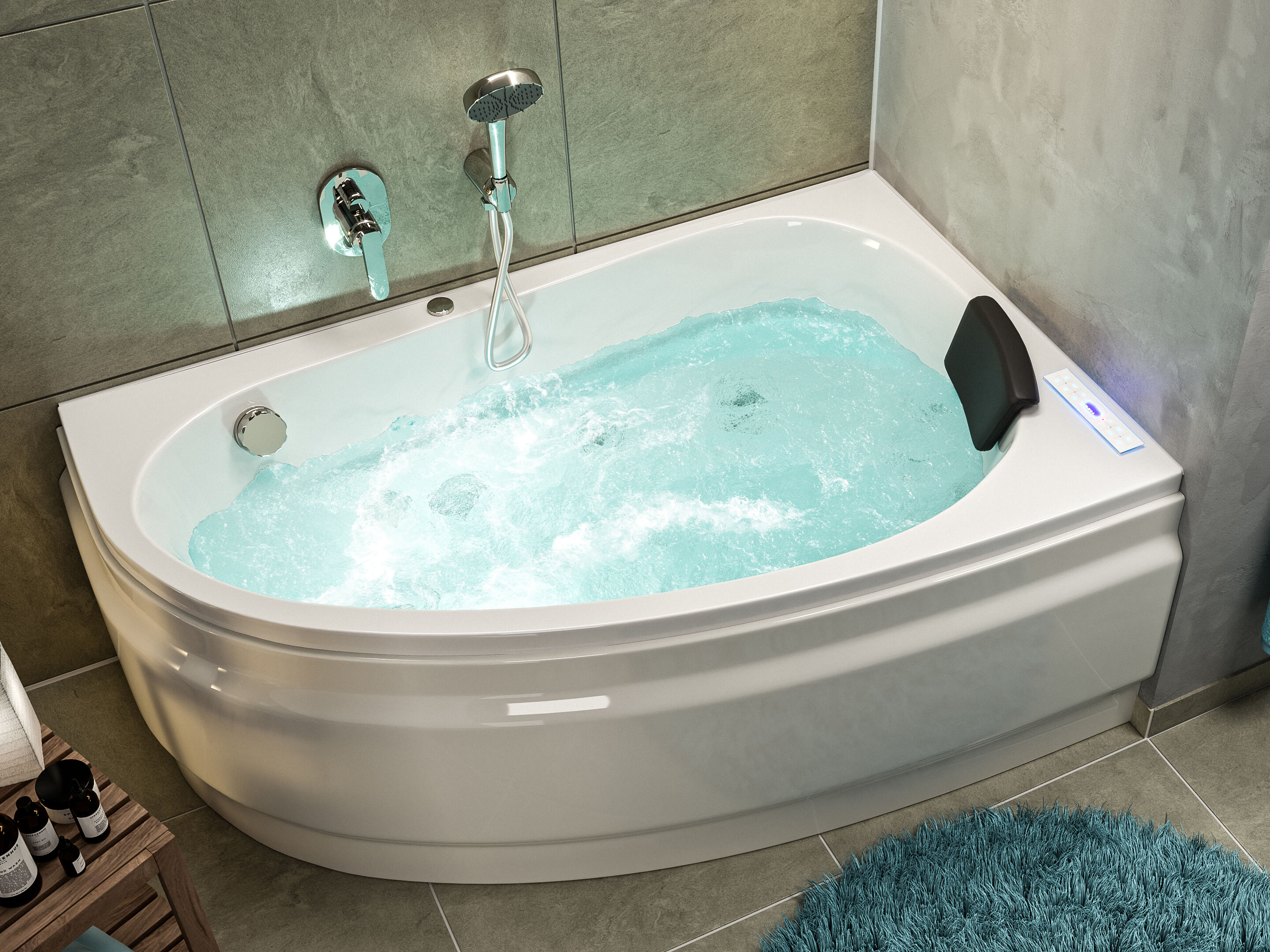 Whirlpool Stardust 150x95 rechts Made in Germany 22 Düsen Befüllung Überlauf