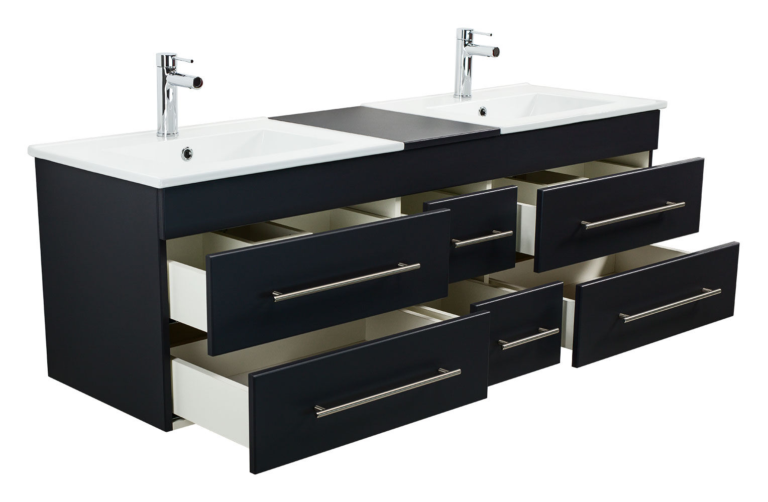 Badmöbel Milano XL 172cm Doppel- Waschtisch SoftClose weiss hochglanz