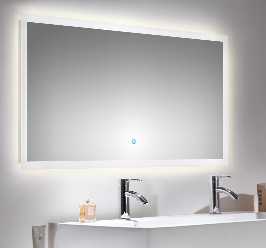 Badmöbel Set Firenze 70 3tlg. LED Spiegel und Seitenschrank eiche gold