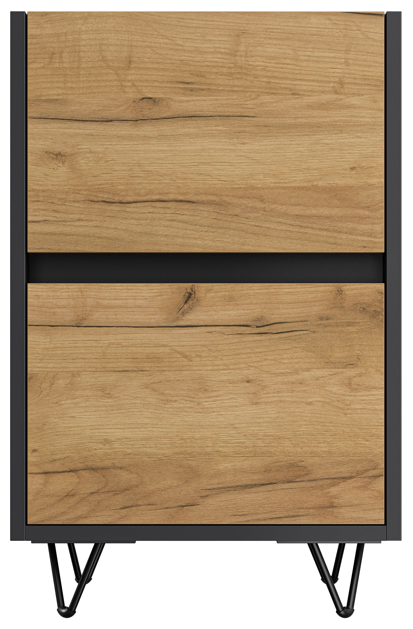 Nachttisch Yako 40cm 2 SoftClose stehend Weiß & Eiche Top