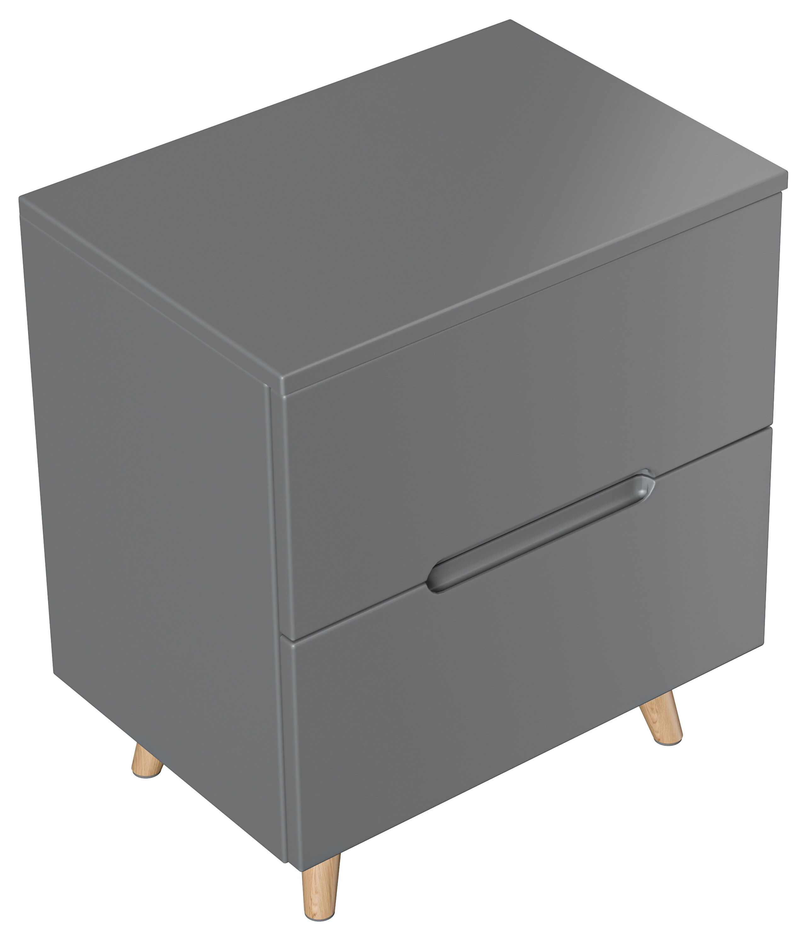 Stand Nachttisch Talo 50cm 2 Softclose-Einzüge mit Greifraum grau matt