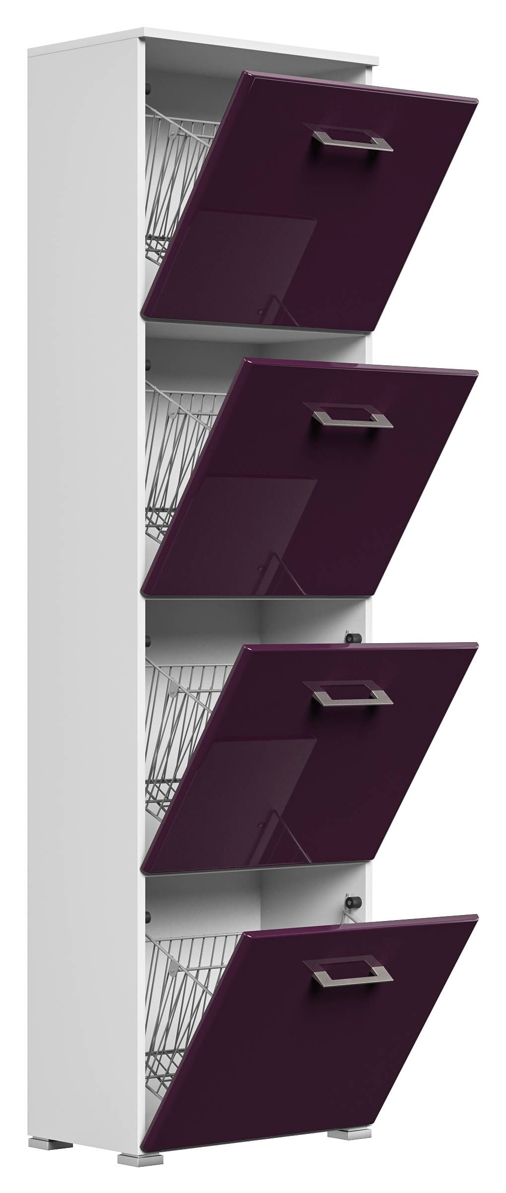 Garderobe Set 012 Buffalo 2 tlg Schuhschrank 4 Klappen 16 Paar Weiss-Weiss Hgl