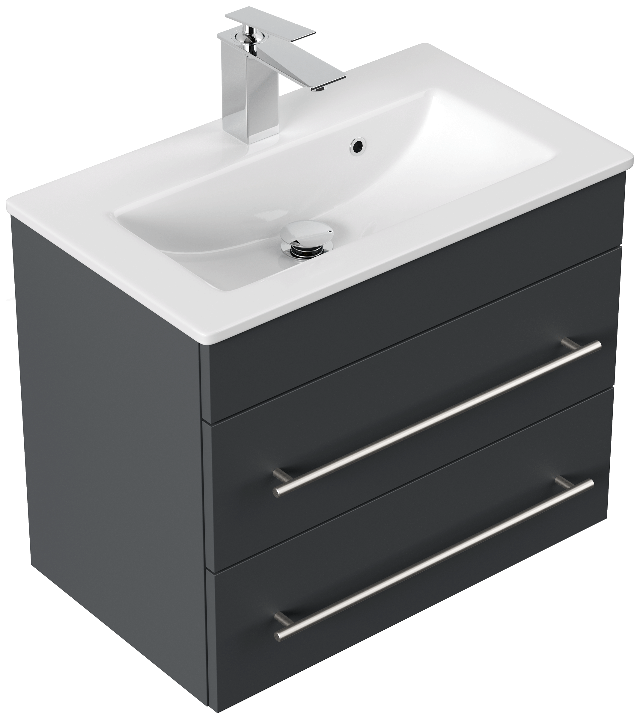 Badmöbel Mars 600 SlimLine 60x36cm mit 2 SoftClose Schubladen grafit