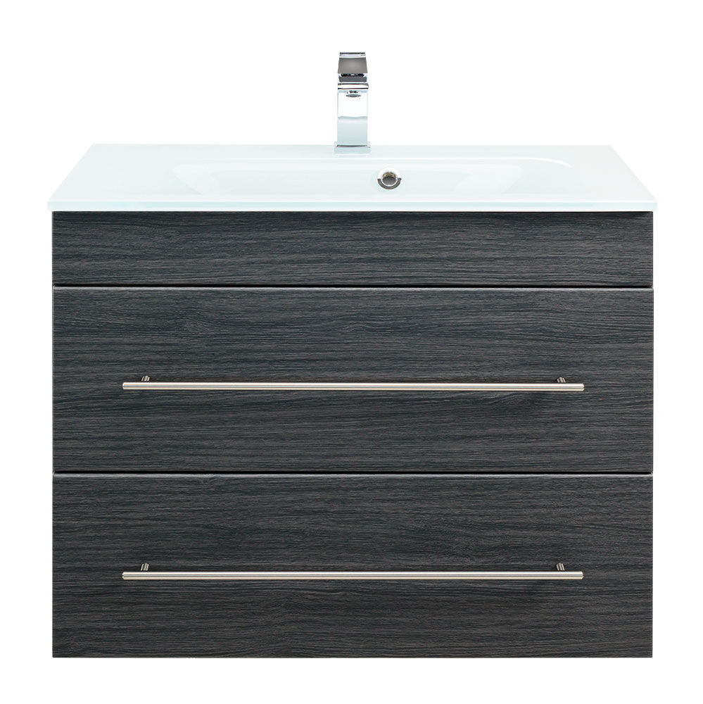 Badmöbel Vitro 750 mit Glaswaschbecken SoftClose anthrazit gemasert Badmöbel Vitro 750 mit Glaswaschbecken SoftClose anthrazit gemasert