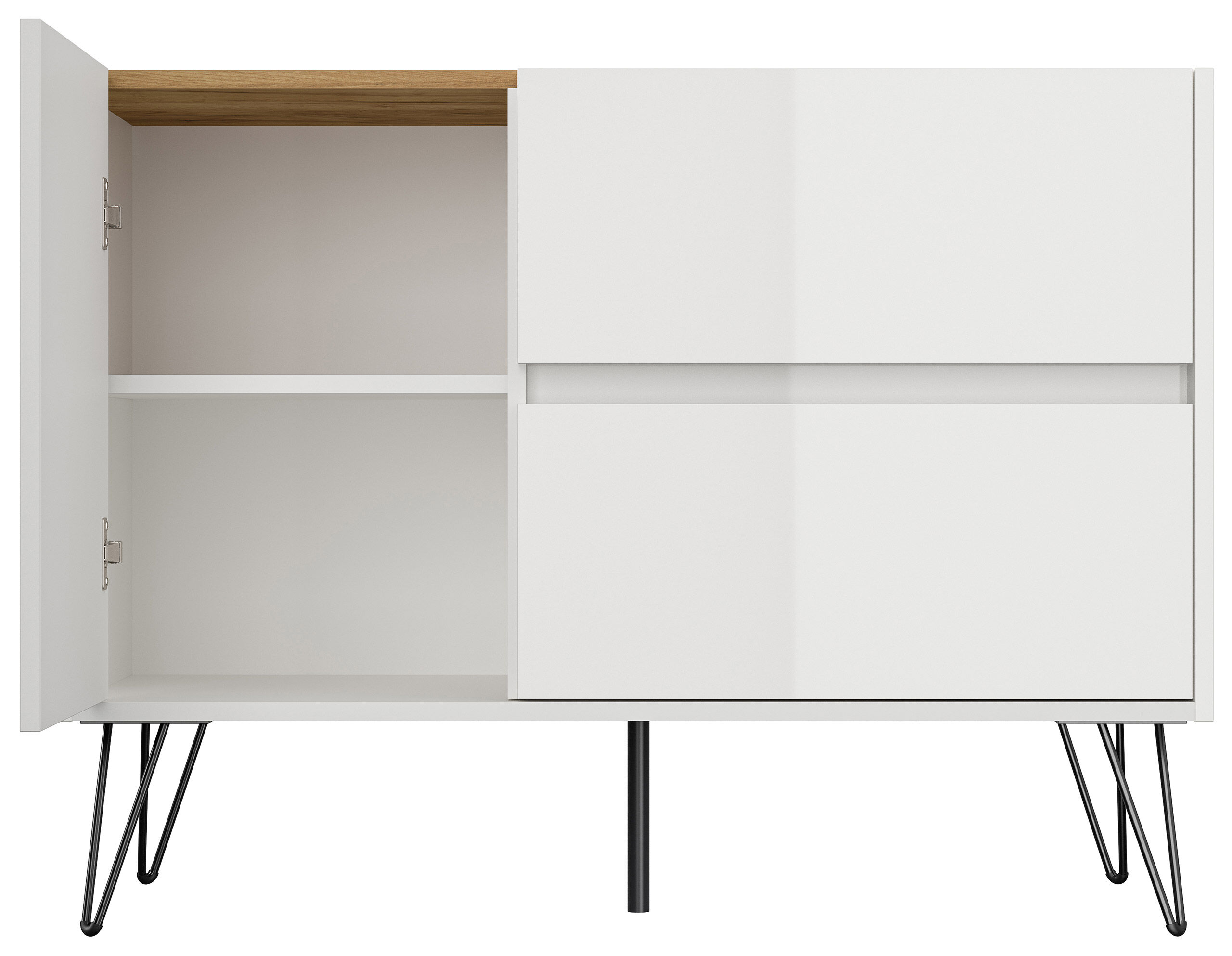 Raumwunder L Sideboard Kommode 100cm 2 SoftClose 1 Tür Grafit/Eiche Front
