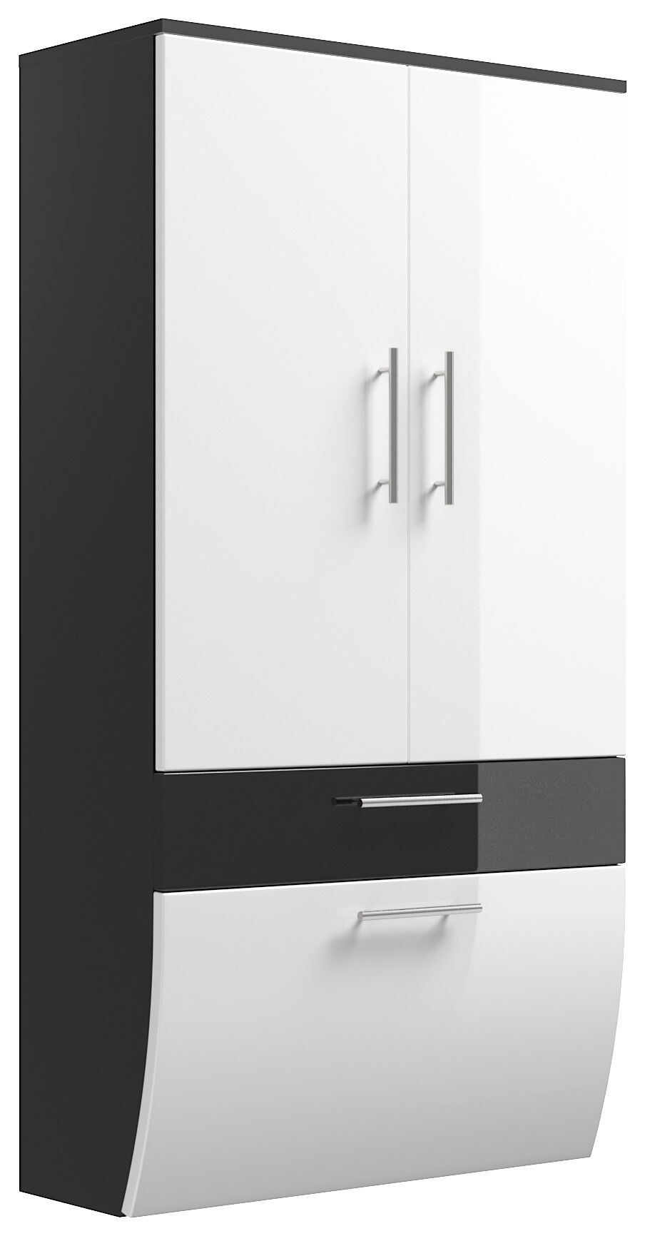 Hochschrank 135x70cm Salona L Weiss / Grafit