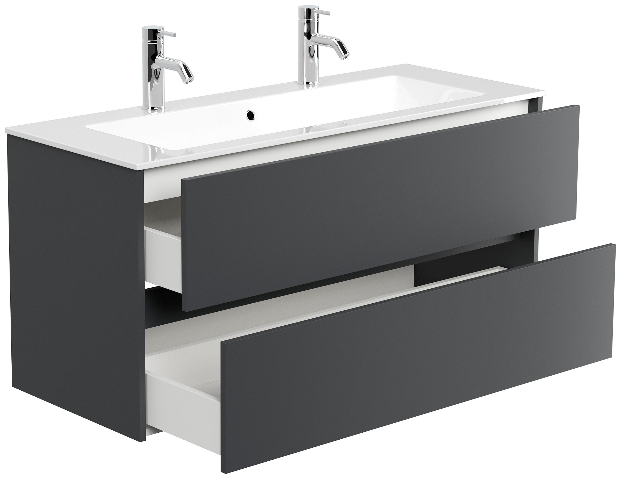 Doppelbadmöbel Taifun mit Waschtisch 120 cm 2 Greifraum SoftClose Auszüge eiche