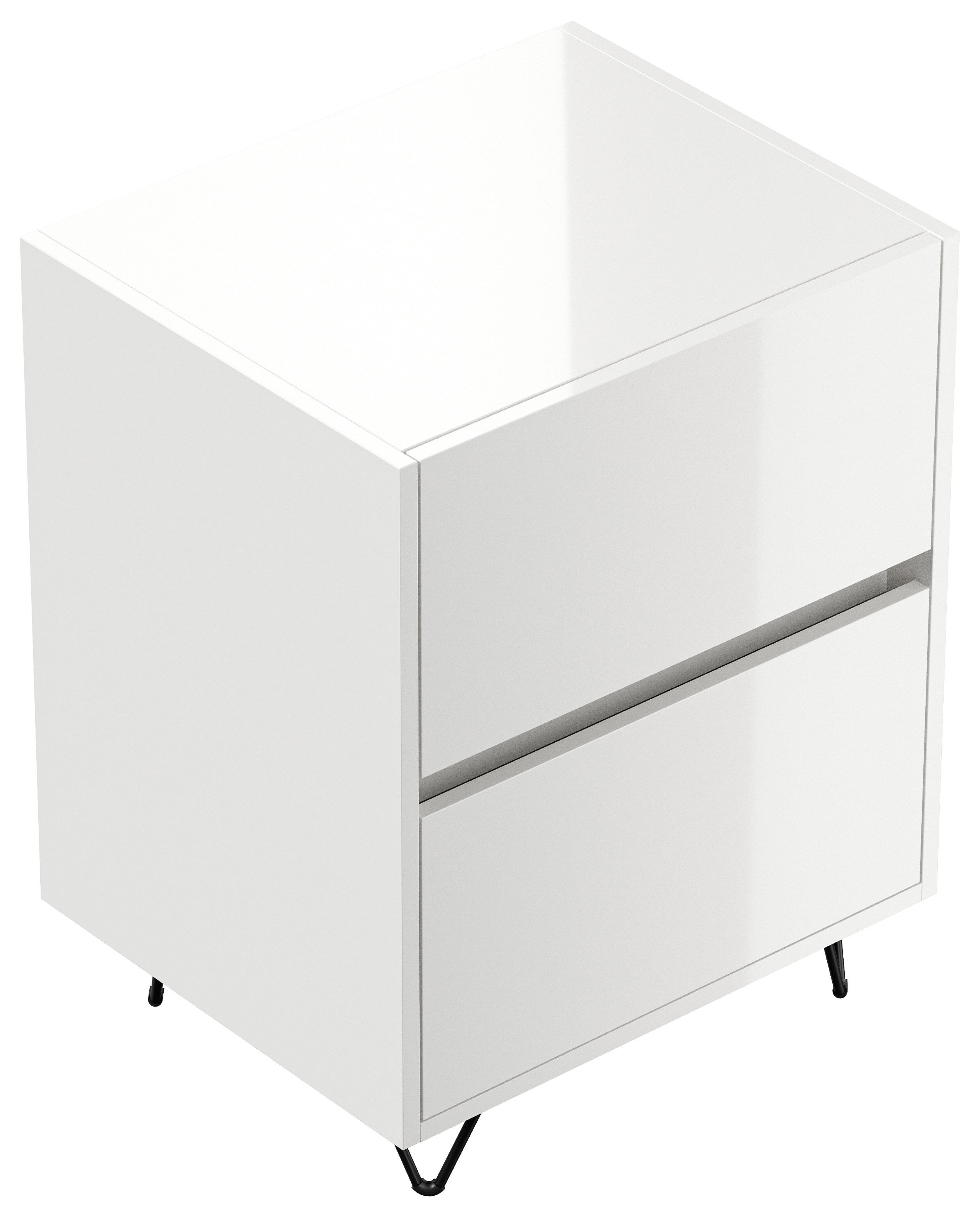 Nachttisch Yako 50cm 2 SoftClose stehend Weiß & Eiche Front