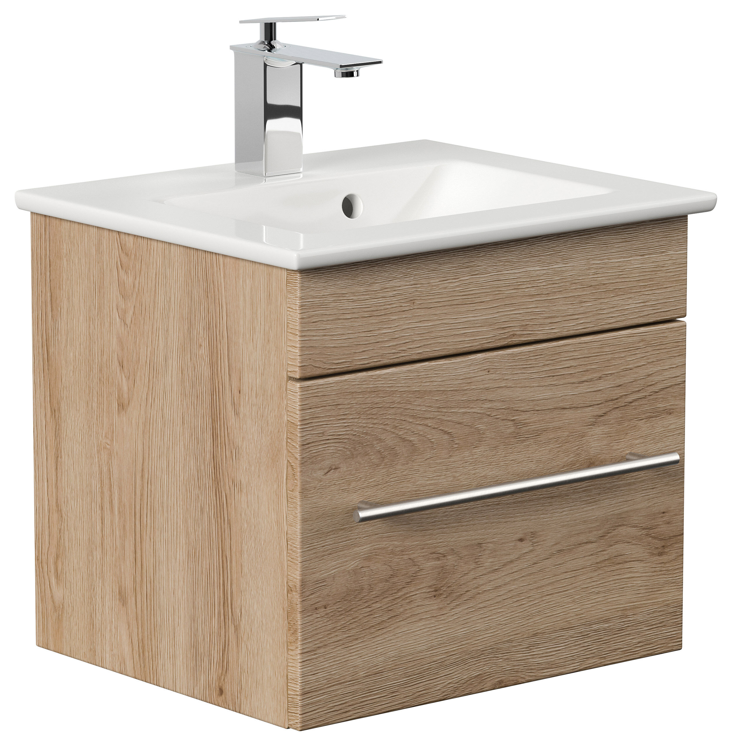 Badmöbel mit Villeroy & Boch Venticello Waschbecken 50 cm eiche hell