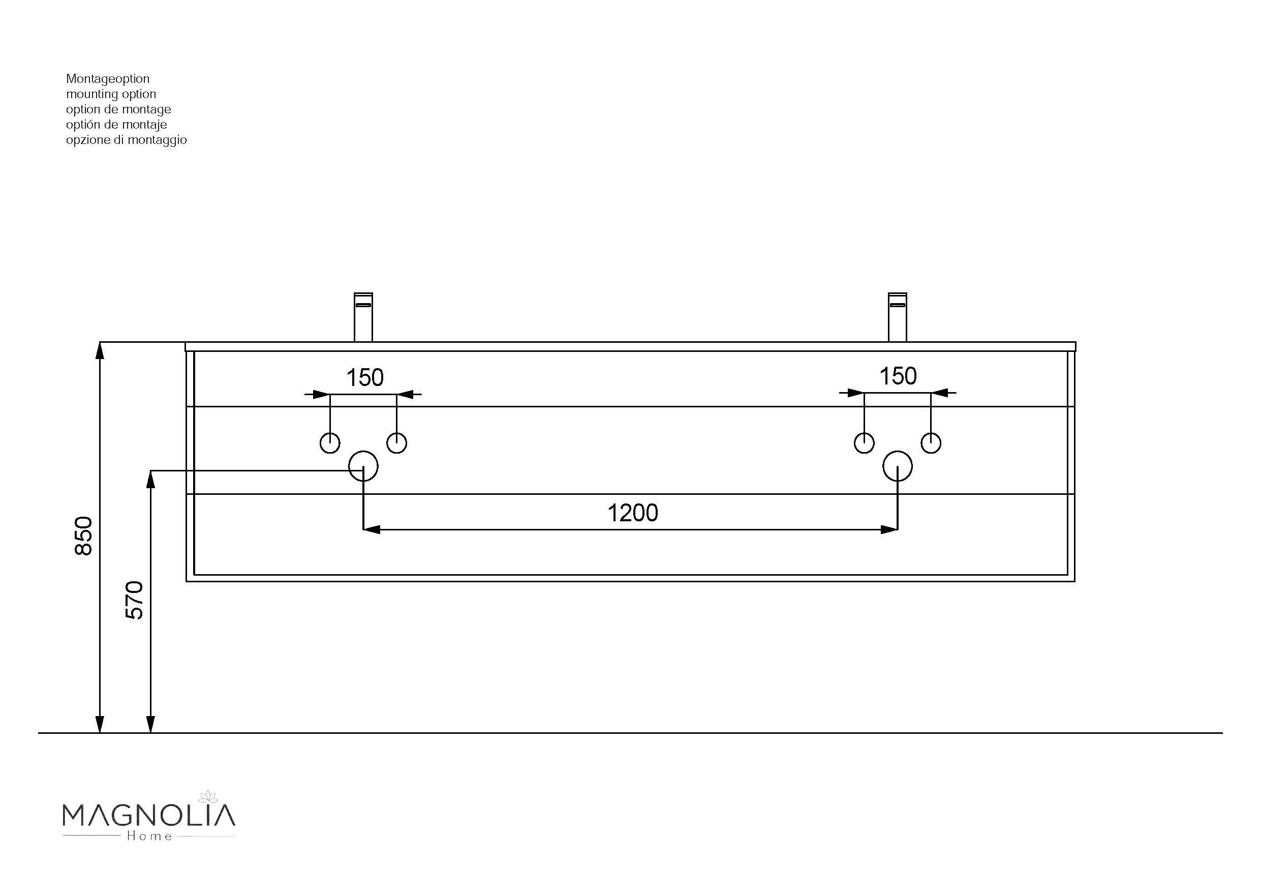 Badmöbelset Colossos200 2-teilig LED Spiegel eiche gold