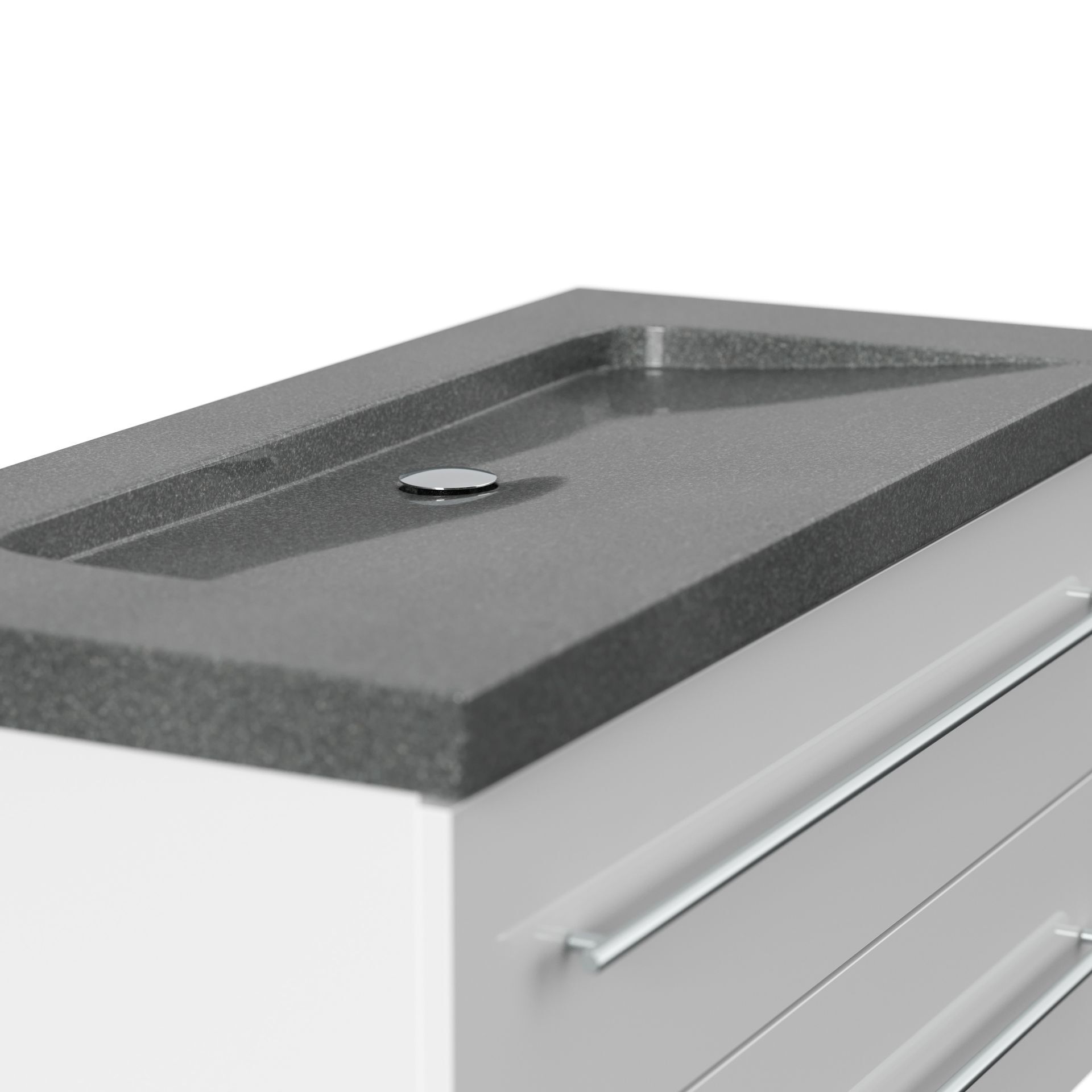 Badmöbel Granit G654 Damo 100 cm ohne Hahnloch SoftClose weiß hochglanz