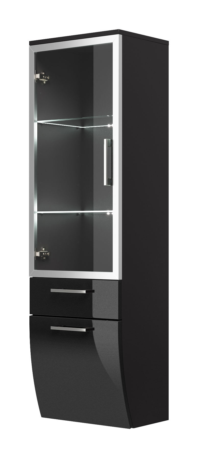 Hochschrank Rima 135 cm mit Glastür rund Anthrazit