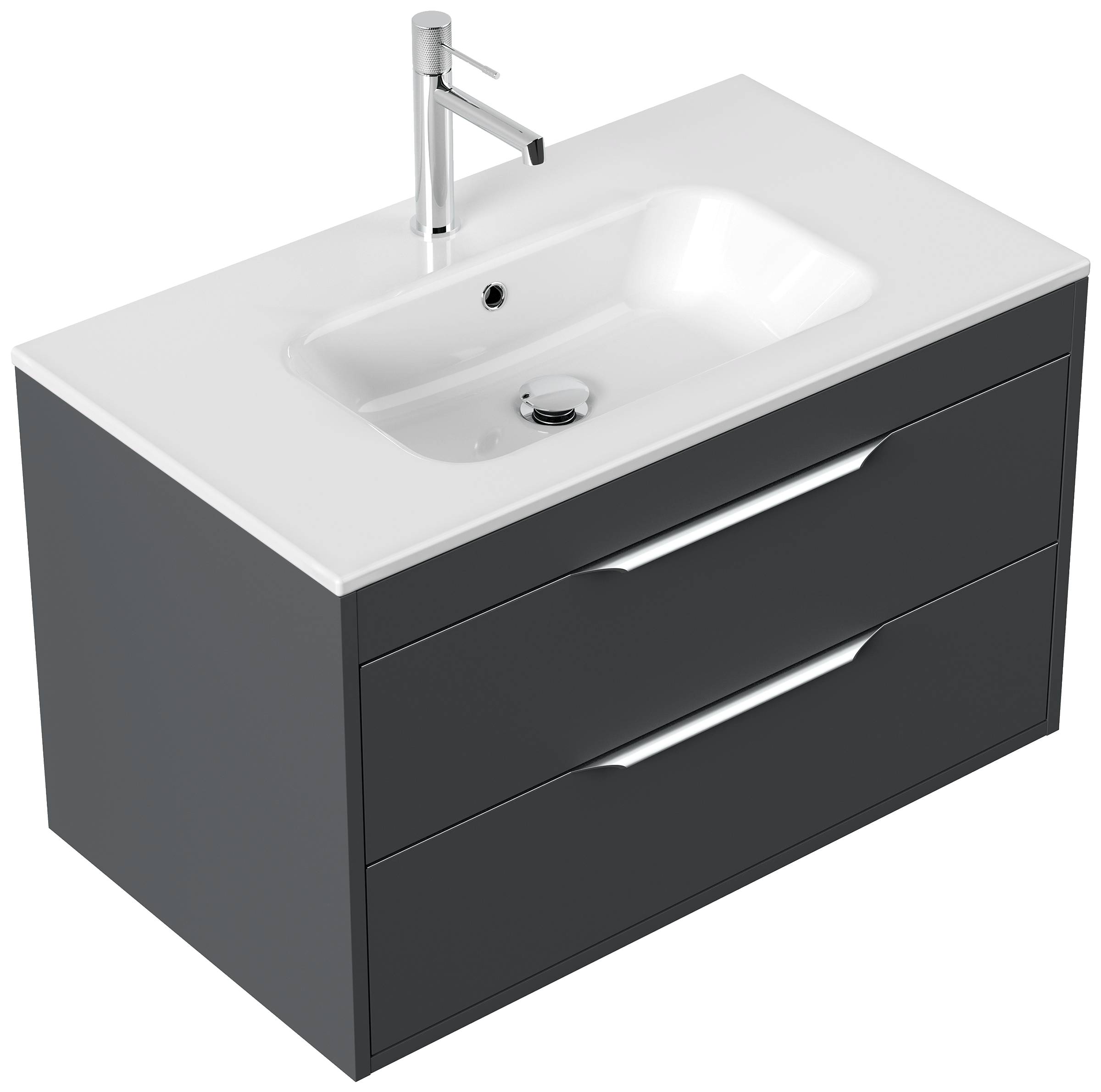 Badmöbel Elements 80 SoftClose grafit inkl. Kosmetikeinsatz