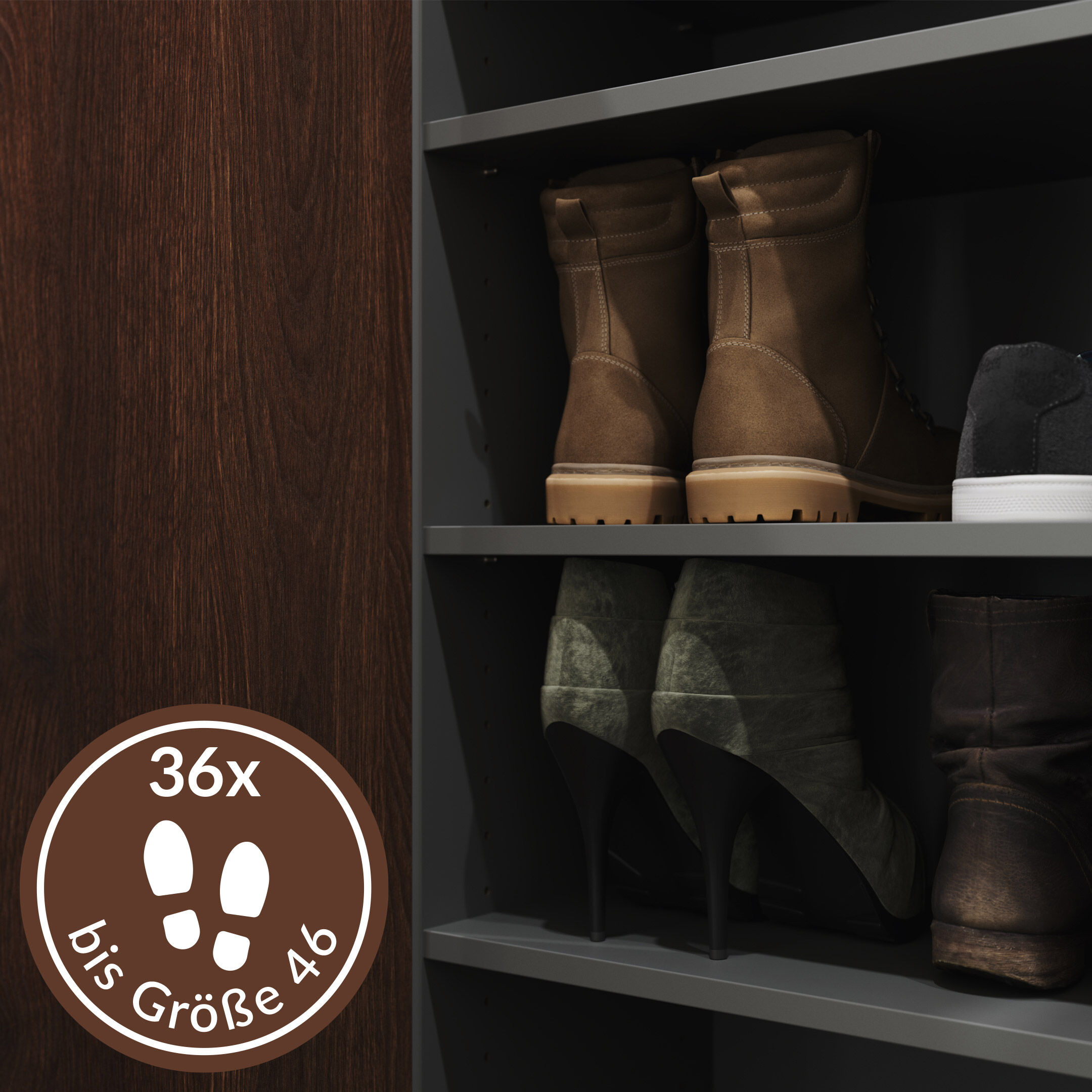 Schuhschrank Pes 4 Türen 36 Paar Redwood