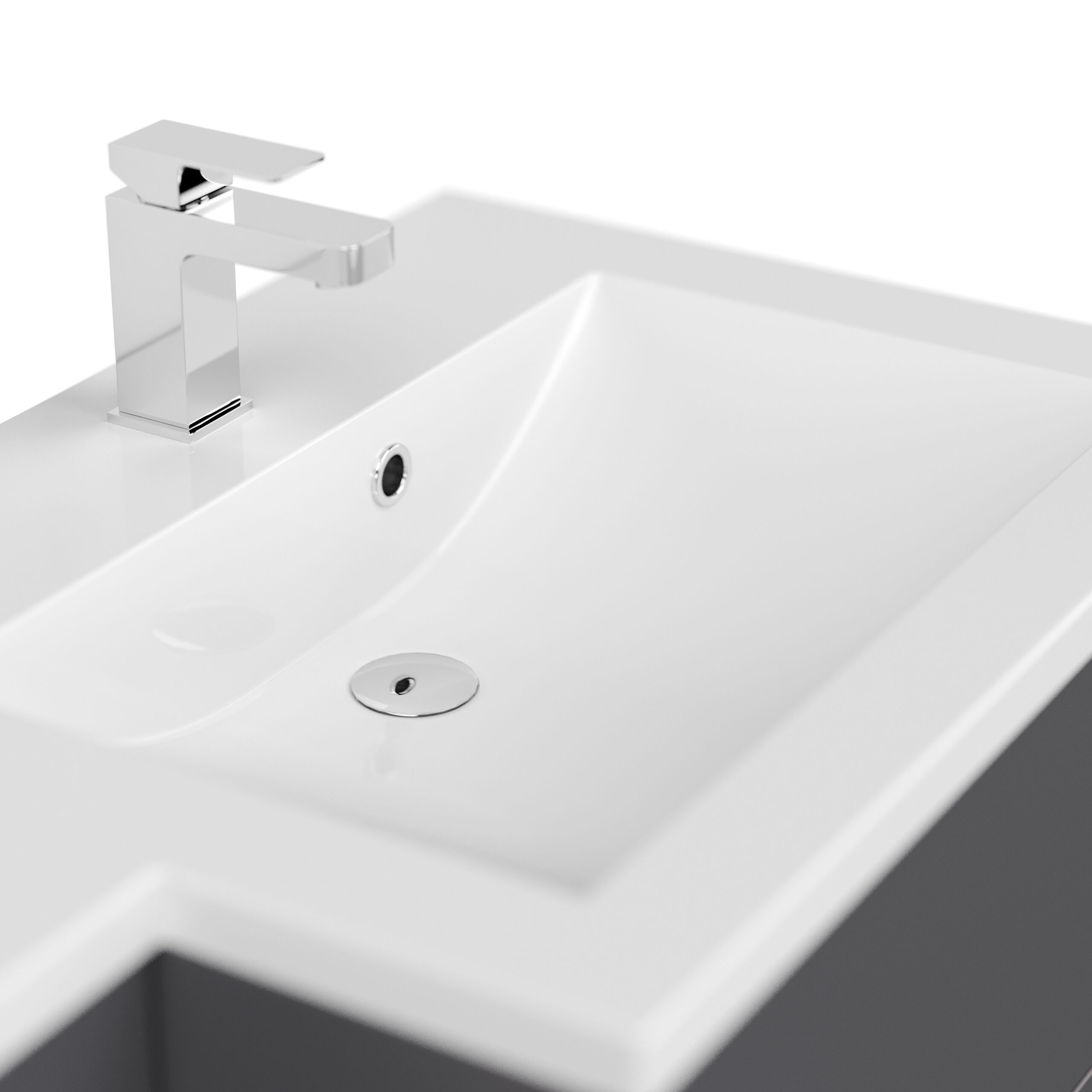 Badblock Adelia links 3er Set LED-Spiegel Hängeschrank anthrazit 