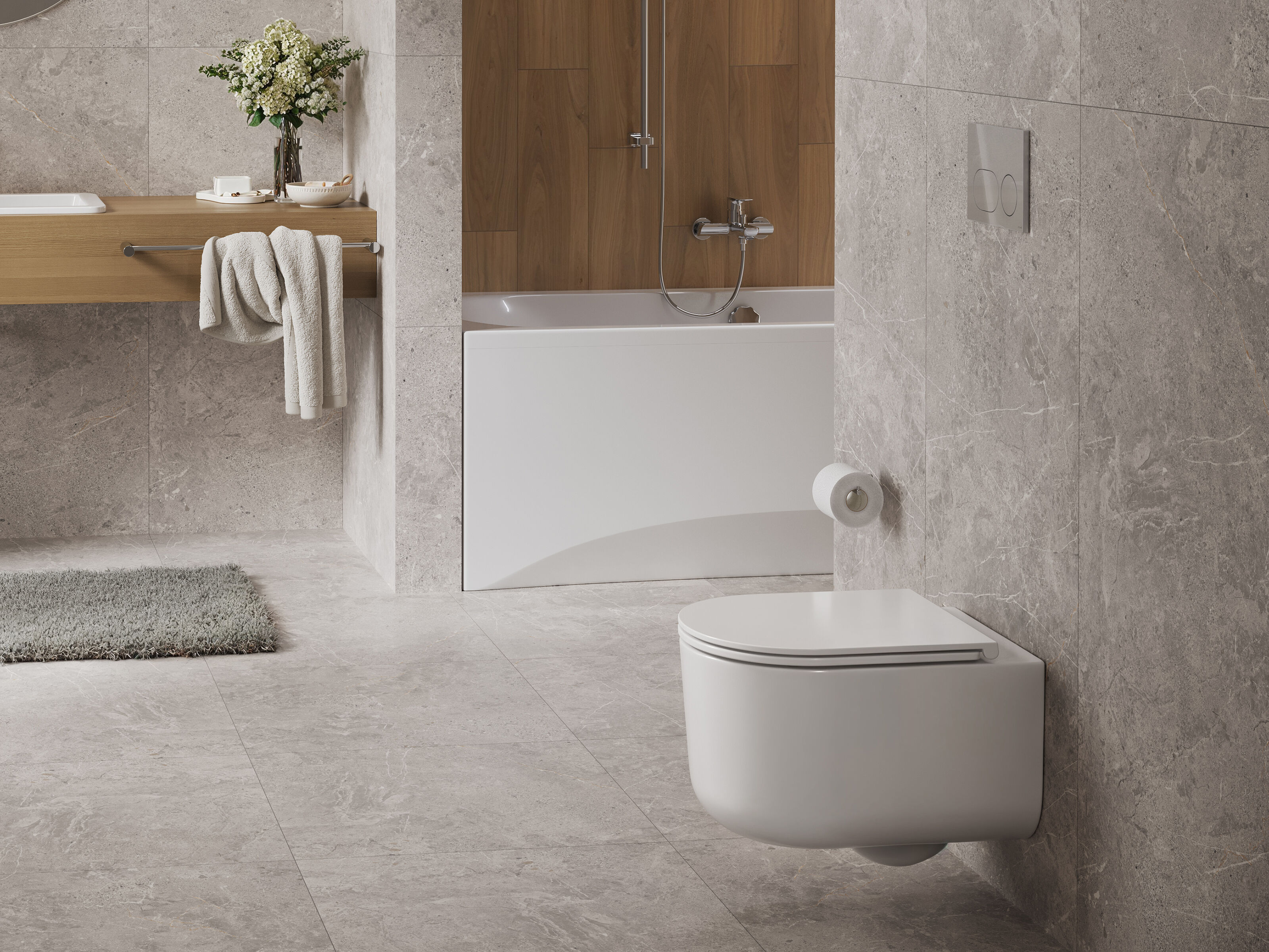 Wand-WC Komplettset INTRO mit WC-Sitz-Absenkenautomatik und Tornado-Spülung