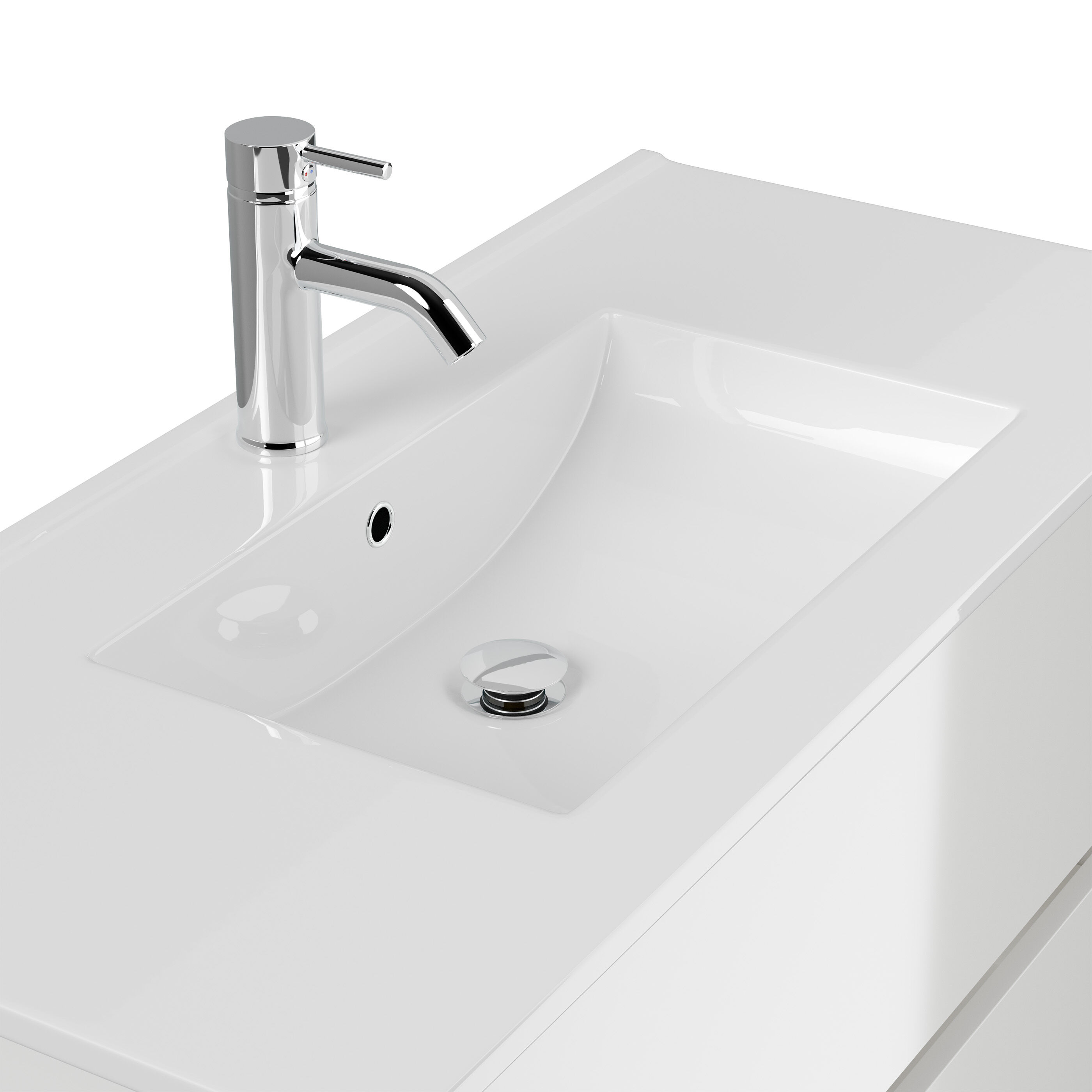 Badmöbel Set Taifun 4tlg. 100 cm mit Spiegelschrank & 2x Seitenschrank weiß Hgl