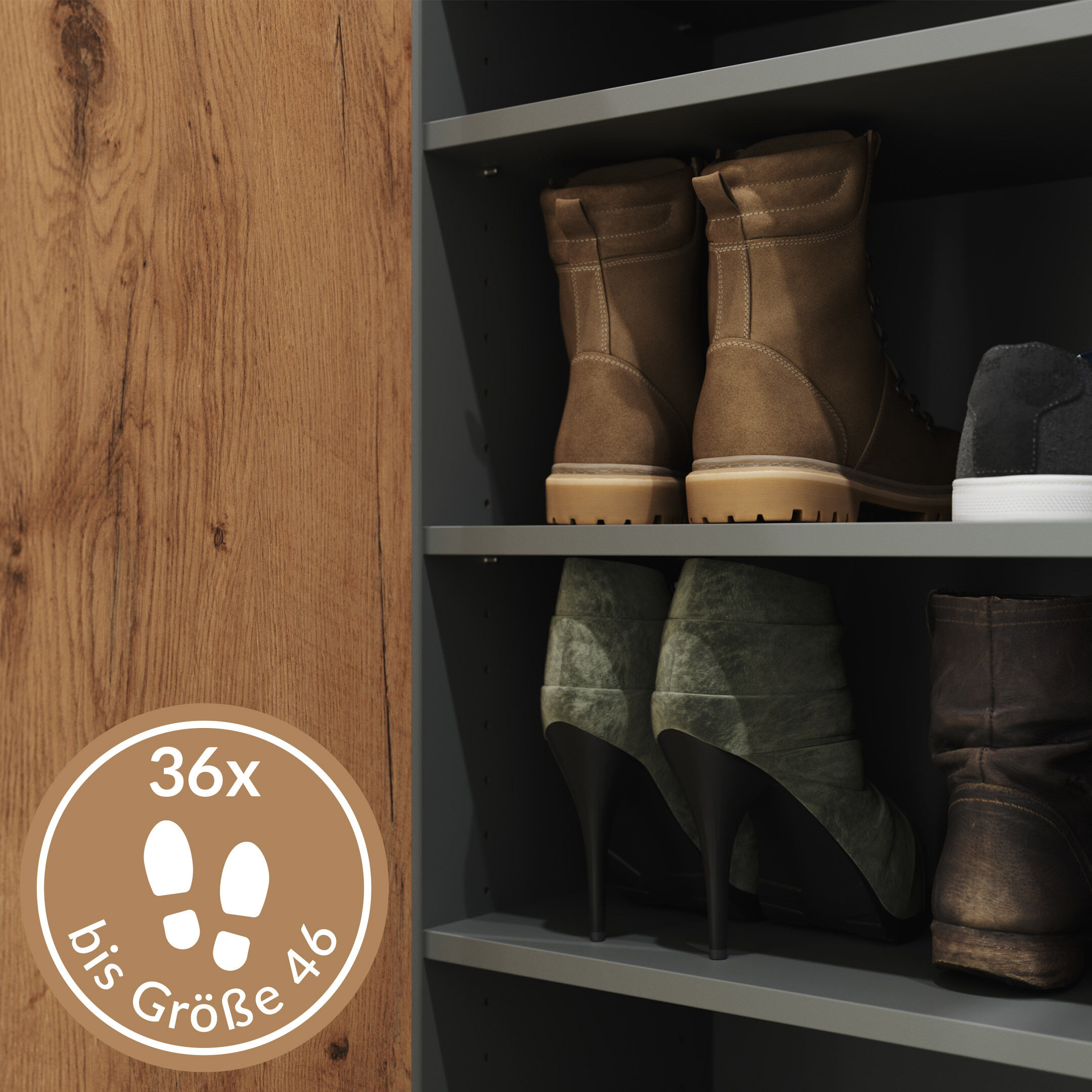 Schuhschrank Pes 4 Türen 36 Paar Oak