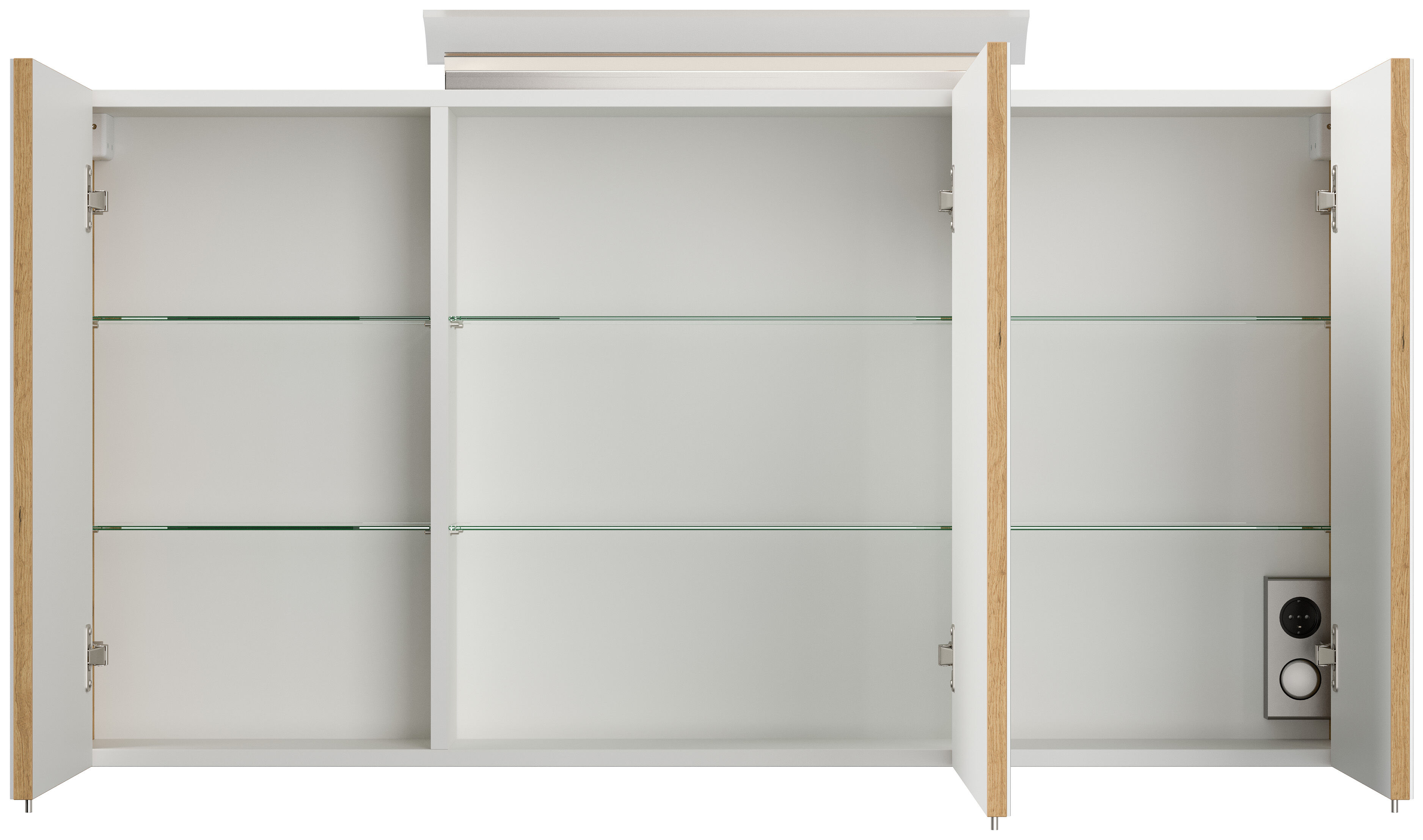 Badmöbel Set Taifun 4tlg. 120 cm mit Spiegelschrank & 2x Badschrank eiche gold