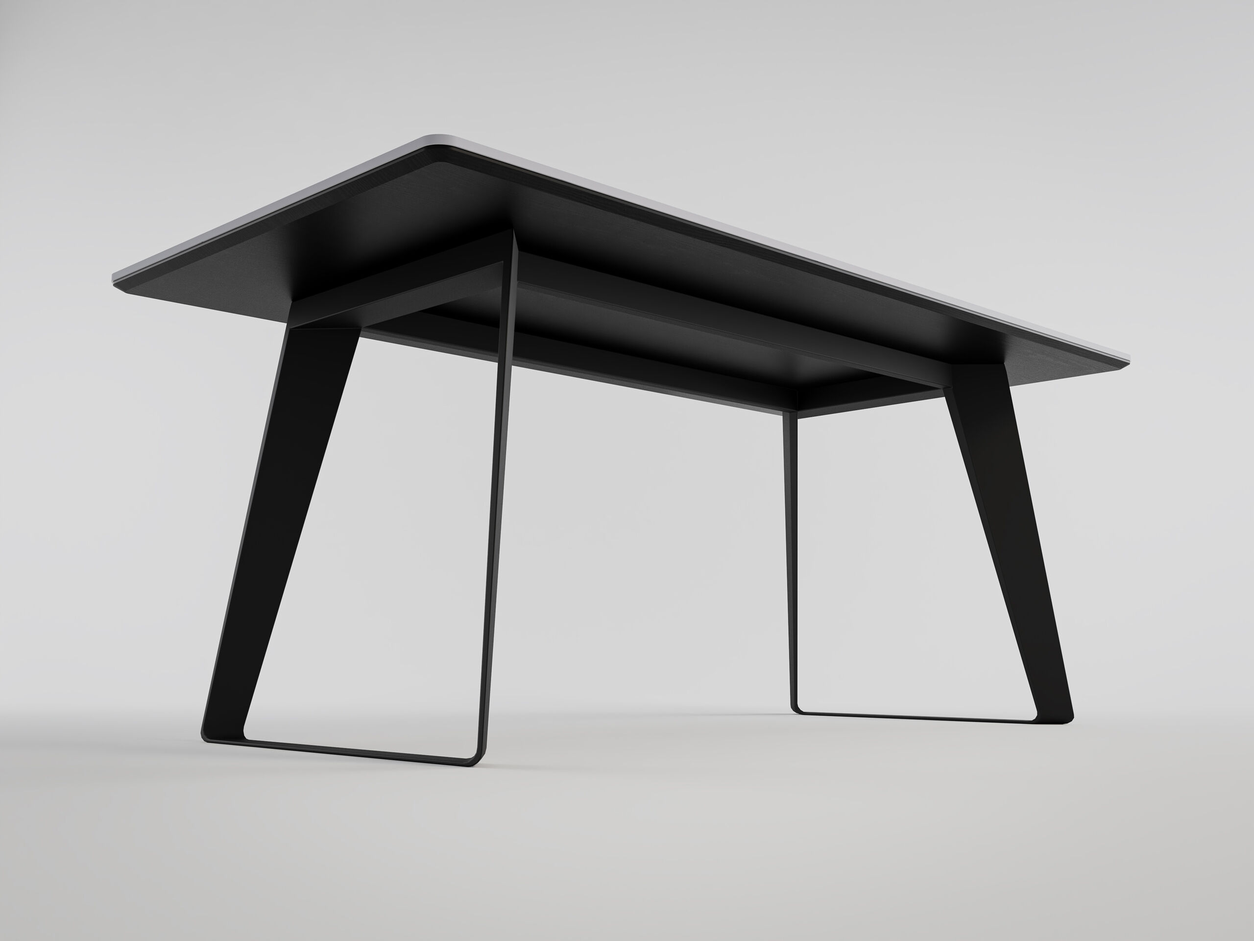 Esszimmertisch FLORINT 180x90cm graue Keramikplatte schwarze Design-Tischkufen