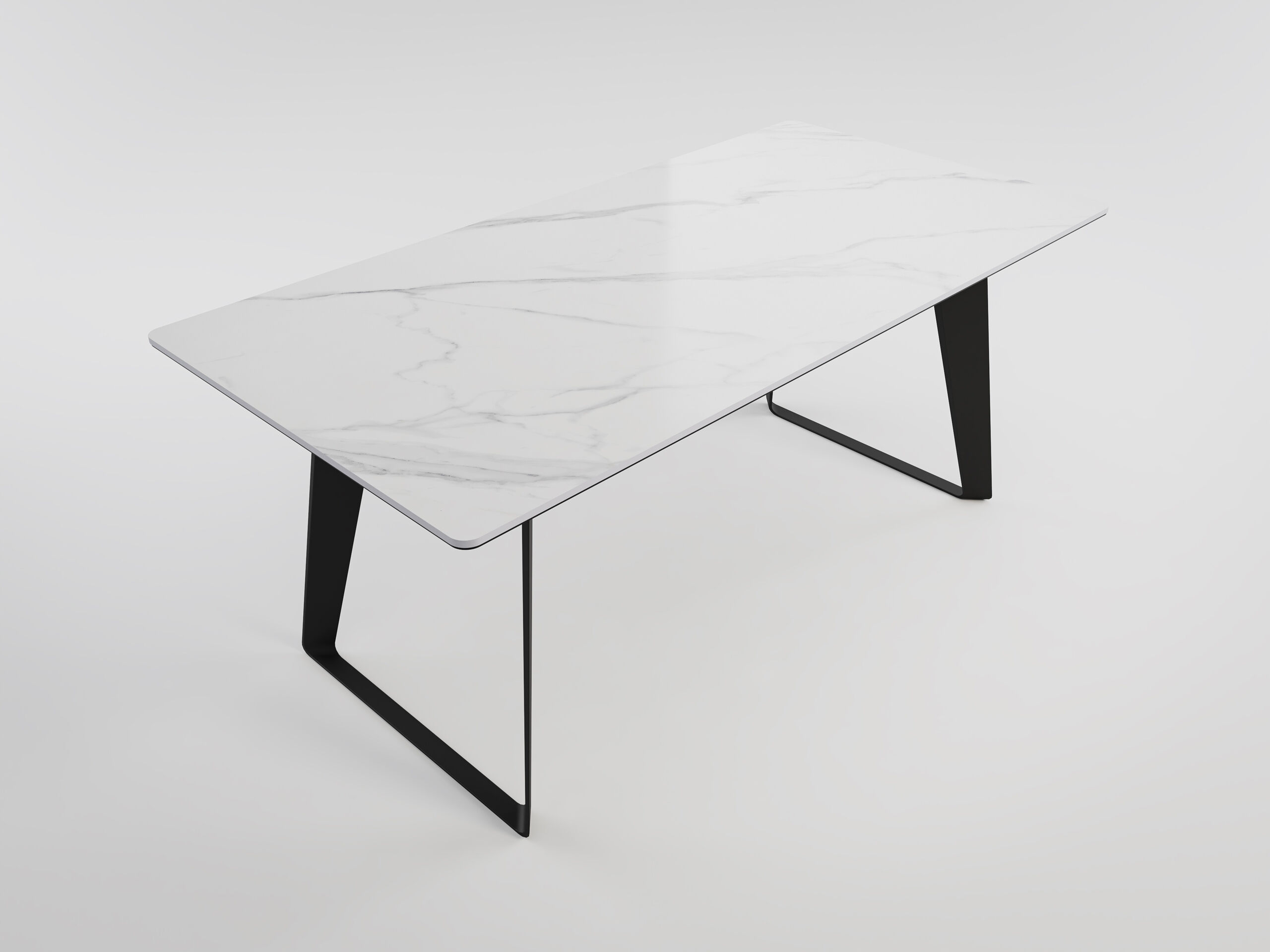 Esszimmertisch FLORINT 180x90cm graue Keramikplatte schwarze Design-Tischkufen