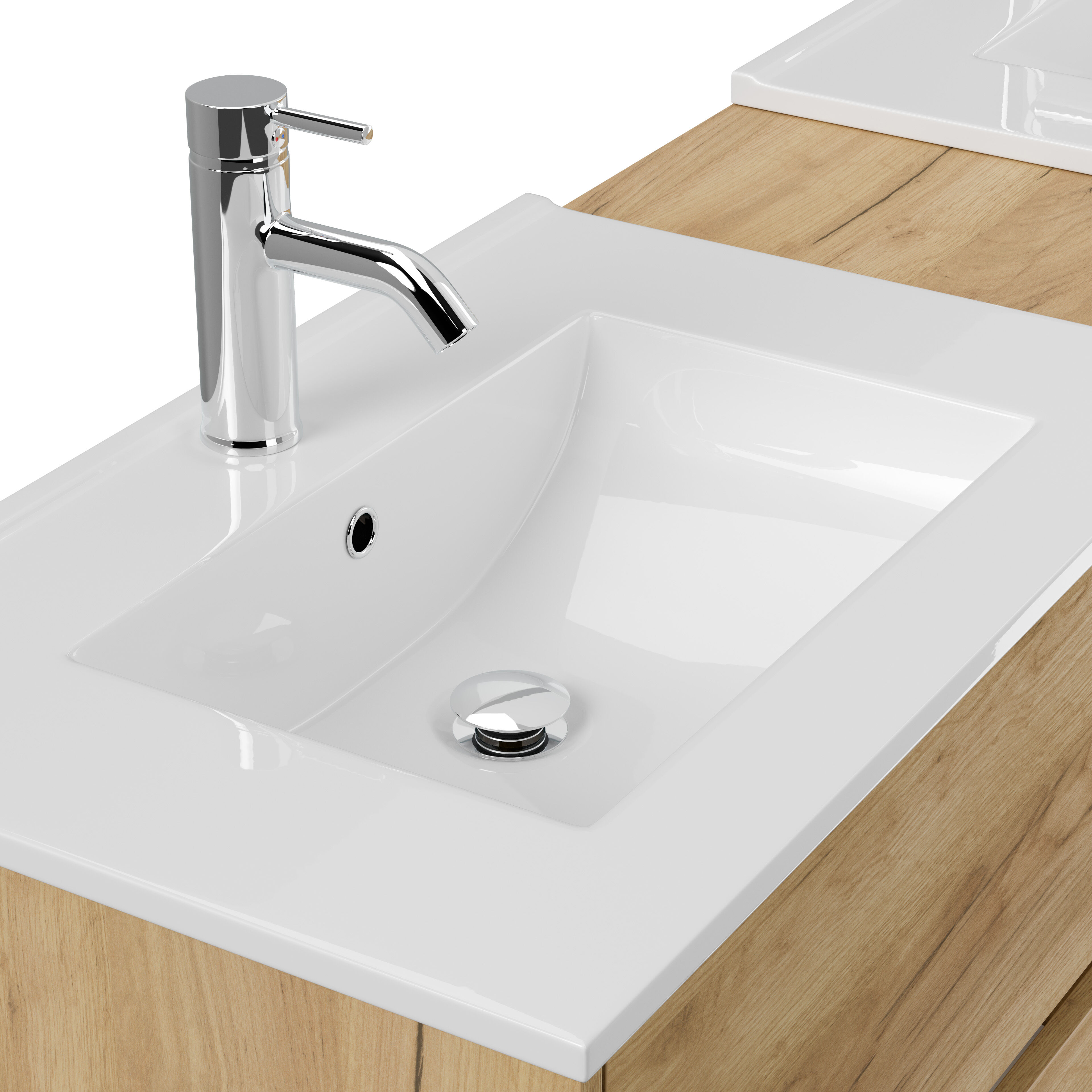 Badmöbelset Taifun 170cm 4tlg mit 2x Spiegelschrank & Seitenschrank eiche gold