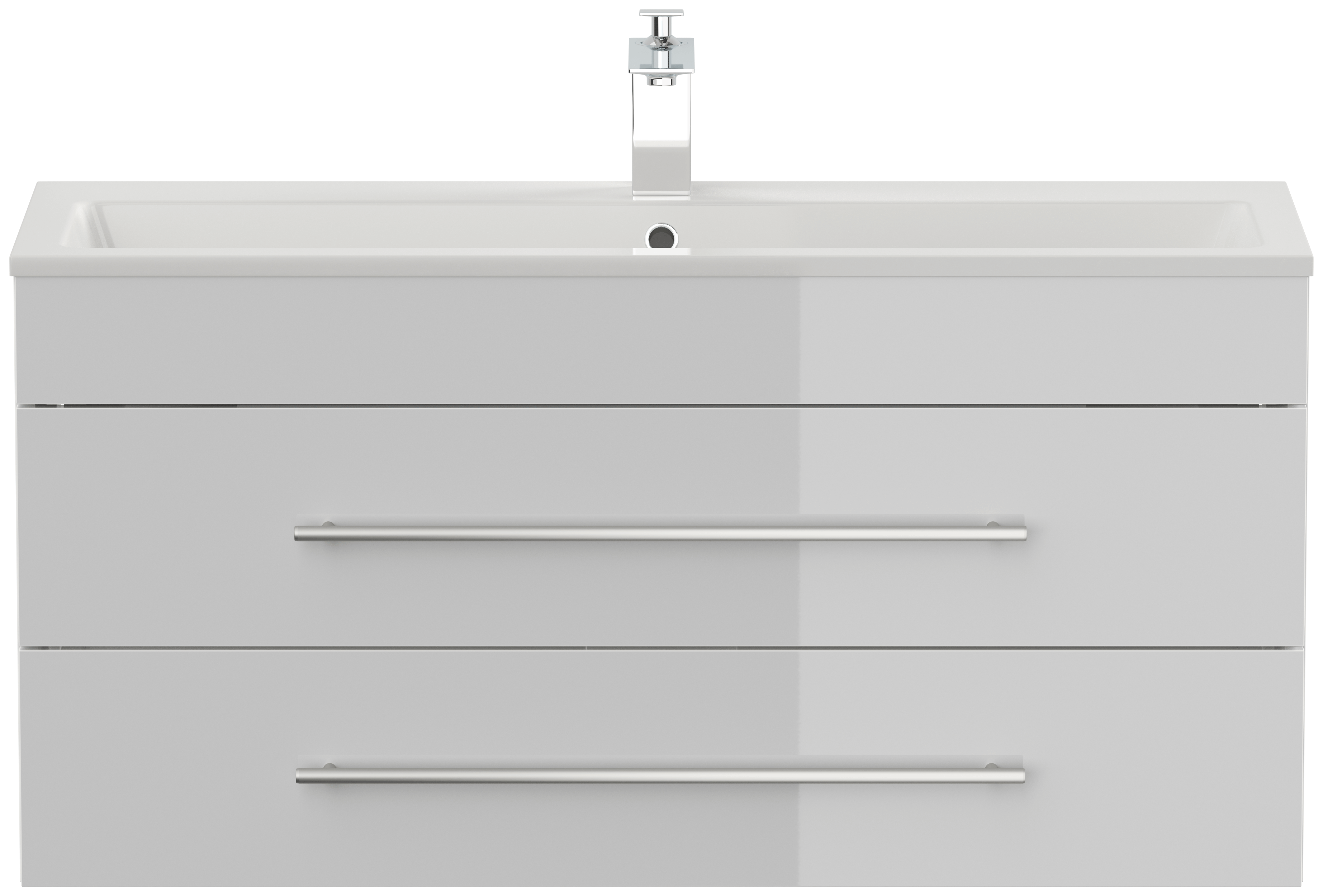 Badmöbel Mars 1000 SlimLine 100x36cm mit 2 SoftClose Schubladen weiss hochglanz