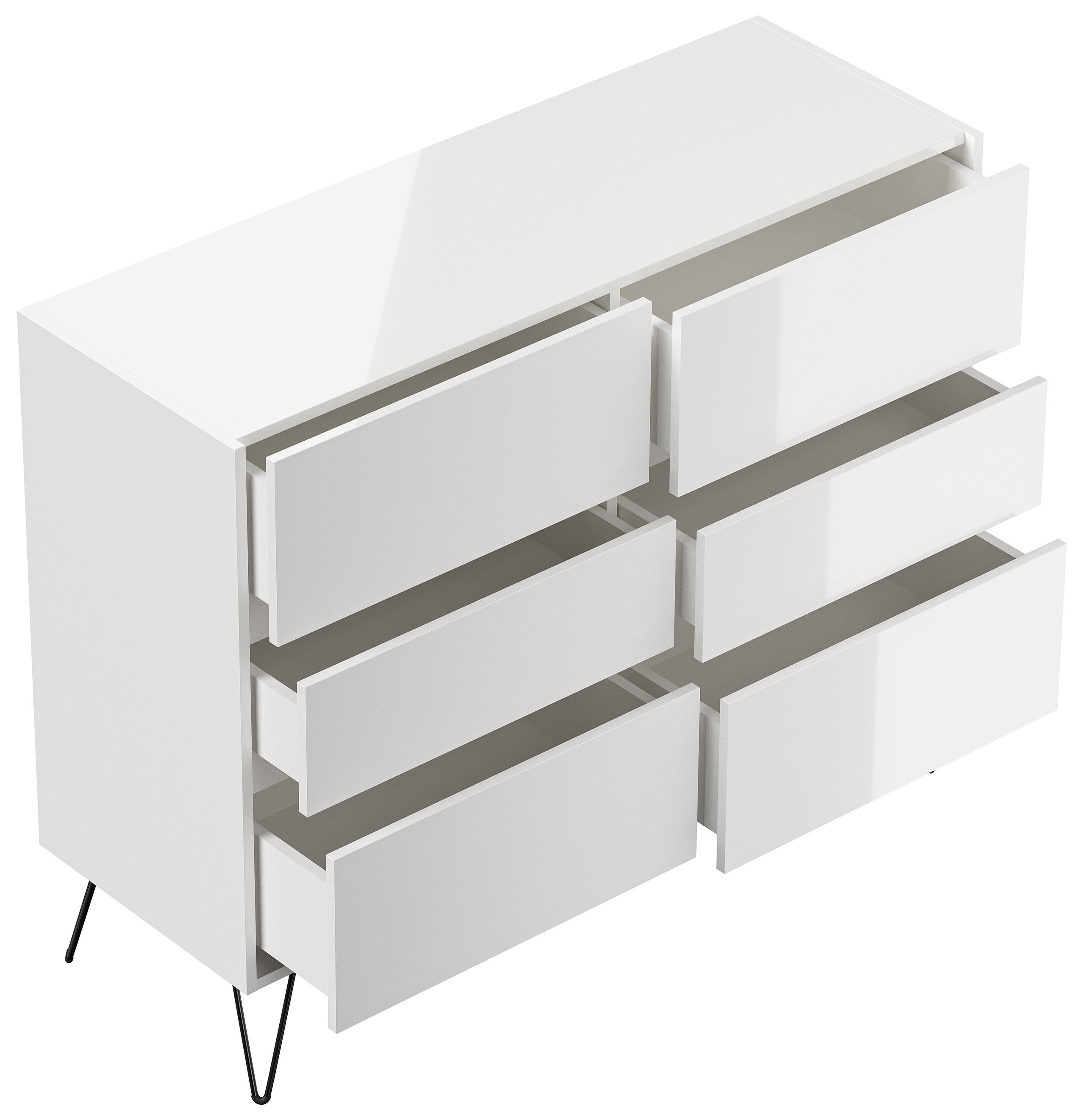 Kommode Dion XL 120cm 6 SoftClose SchubladenWeiß Hgl