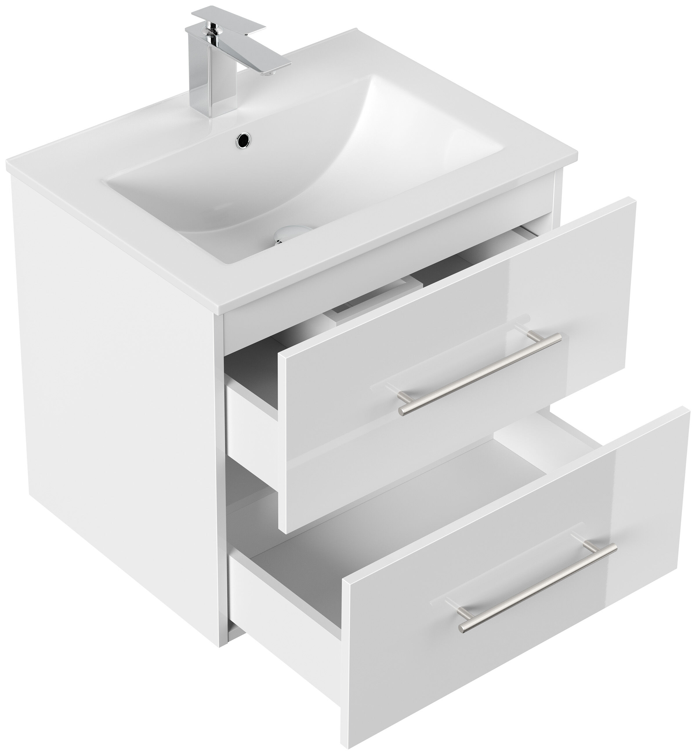 Badmöbel Set Firenze 60 3tlg. Spiegelschrank & Hochschrank weiß hochglanz