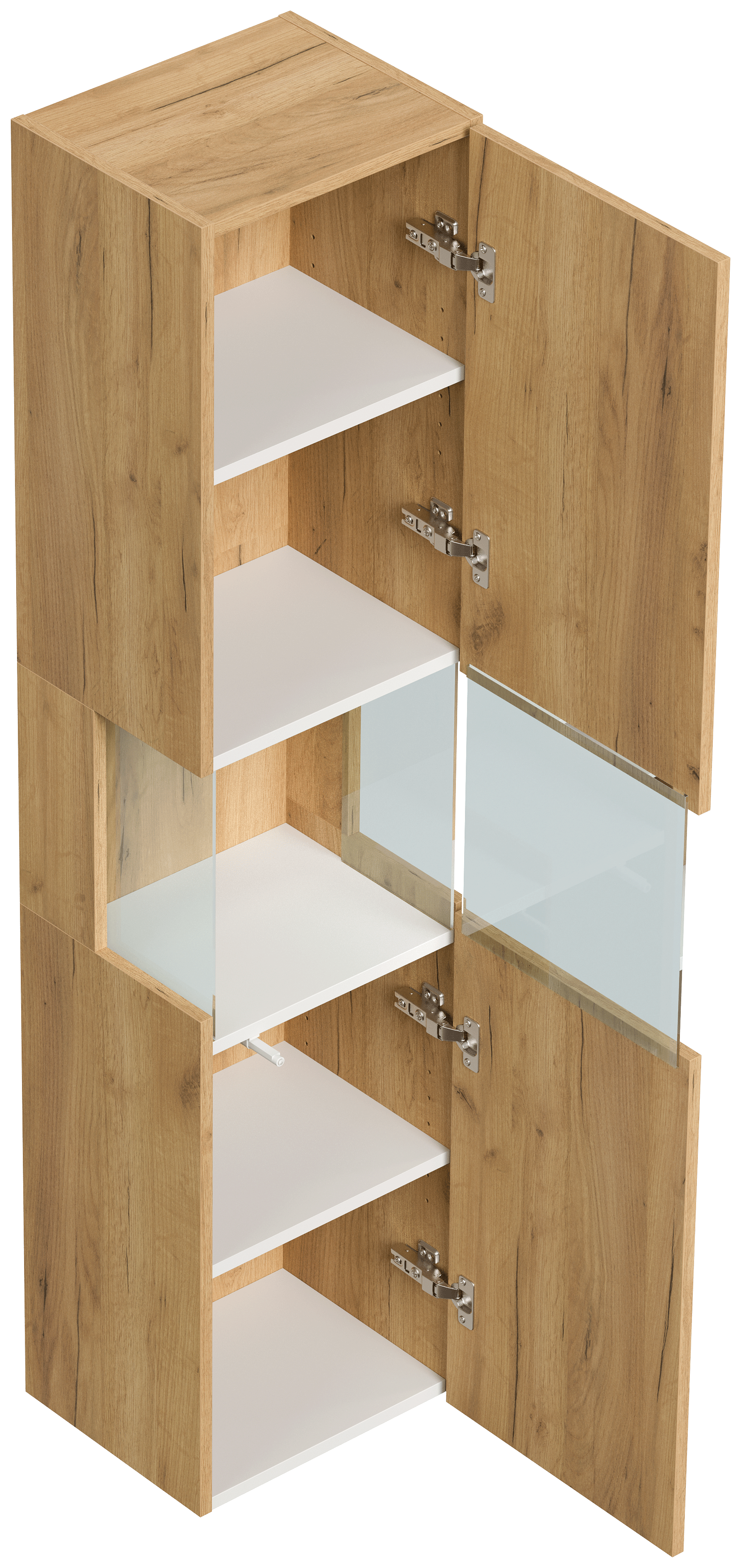 Design Badschrank Hochschrank 150cm  Softclose Taifun Glaselement eiche gold