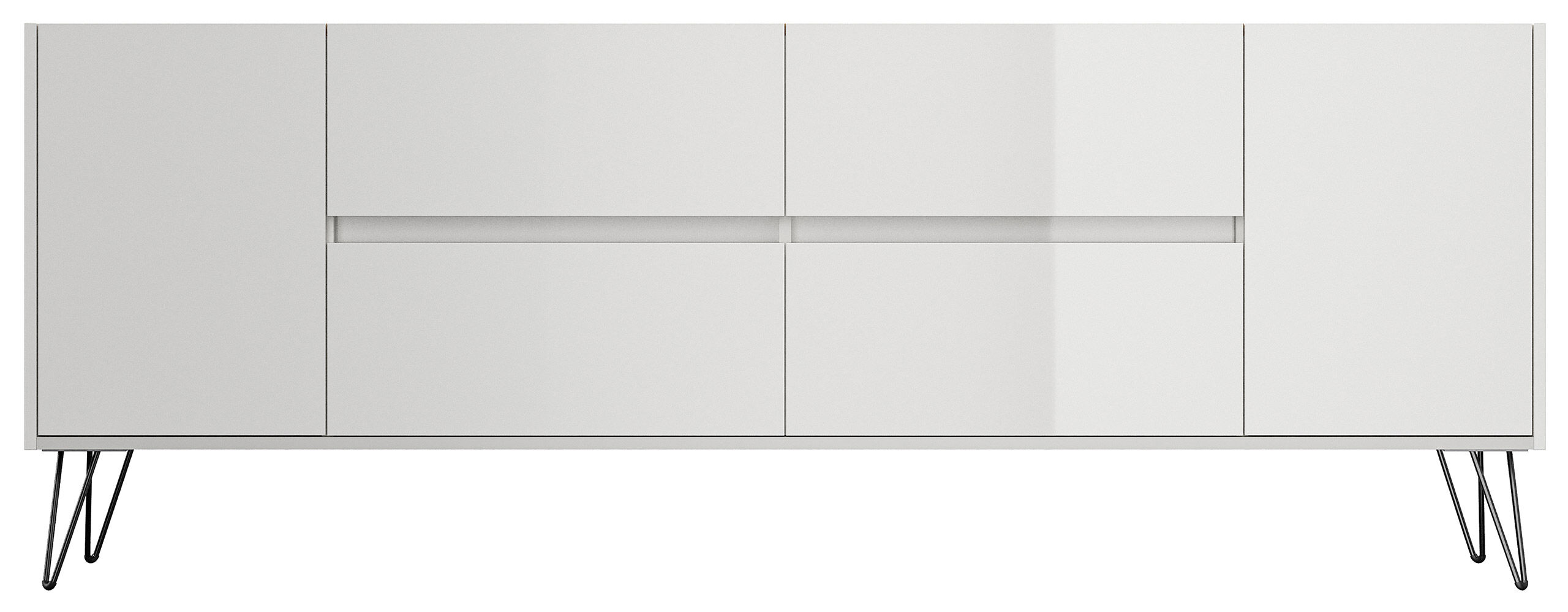 Raumwunder XXL Sideboard Kommode Heros 200cm 4 SoftClose 2 Türen Weiß/Eiche Top