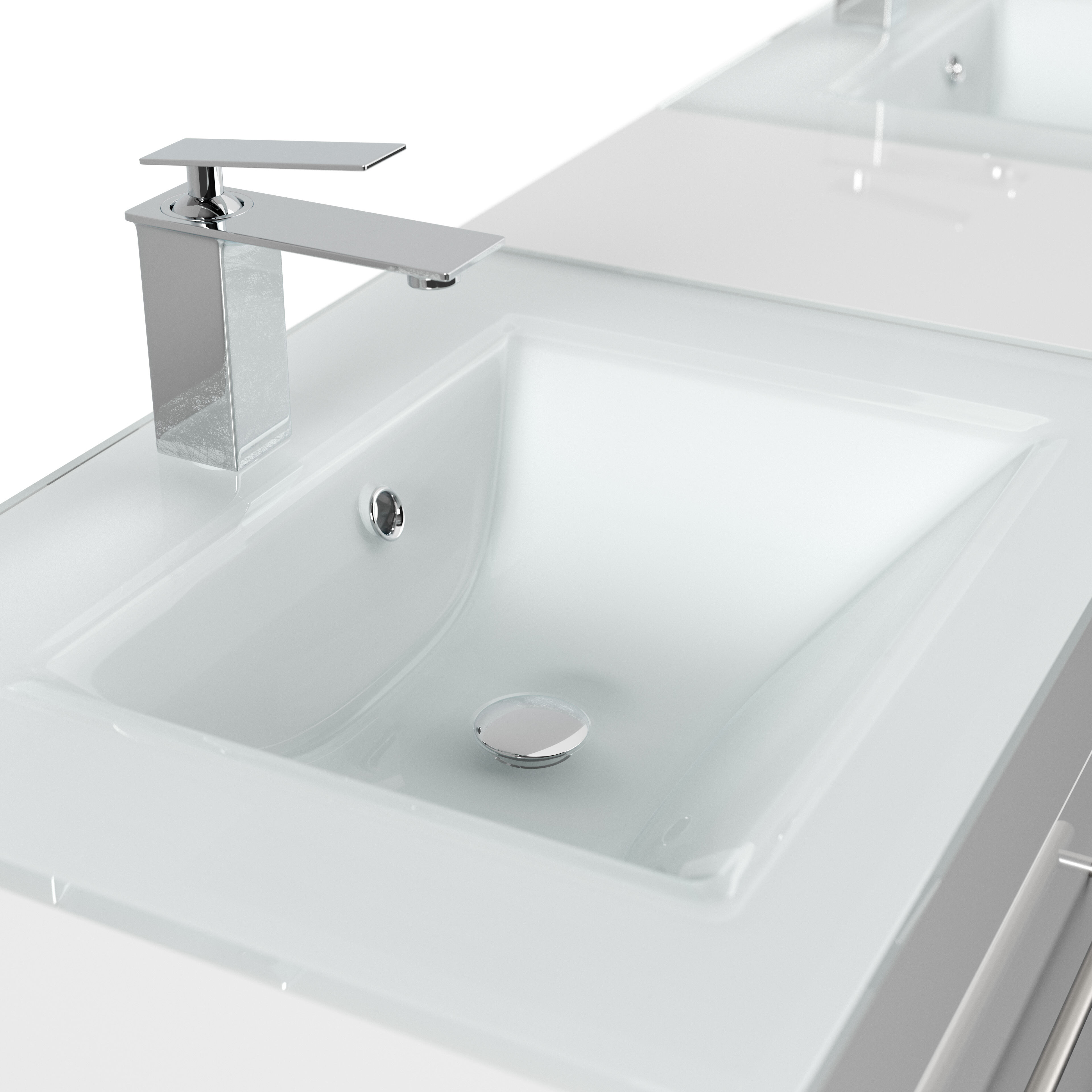 Badmöbel Vitro XL mit Doppel-Glasbecken SoftClose grafit