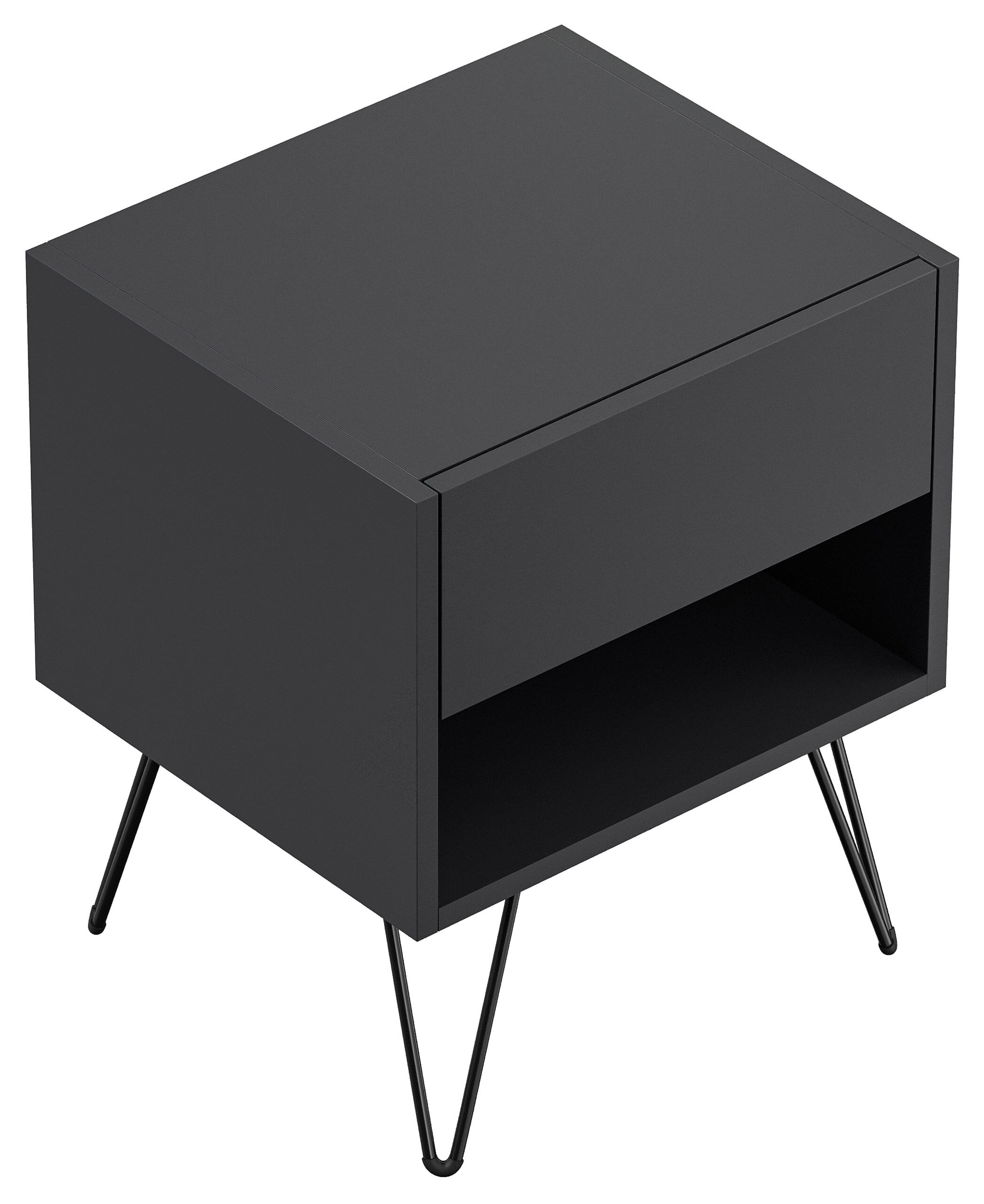 2er Set Nachttisch Dion 40cm SoftClose stehend Weiß & Eiche Front