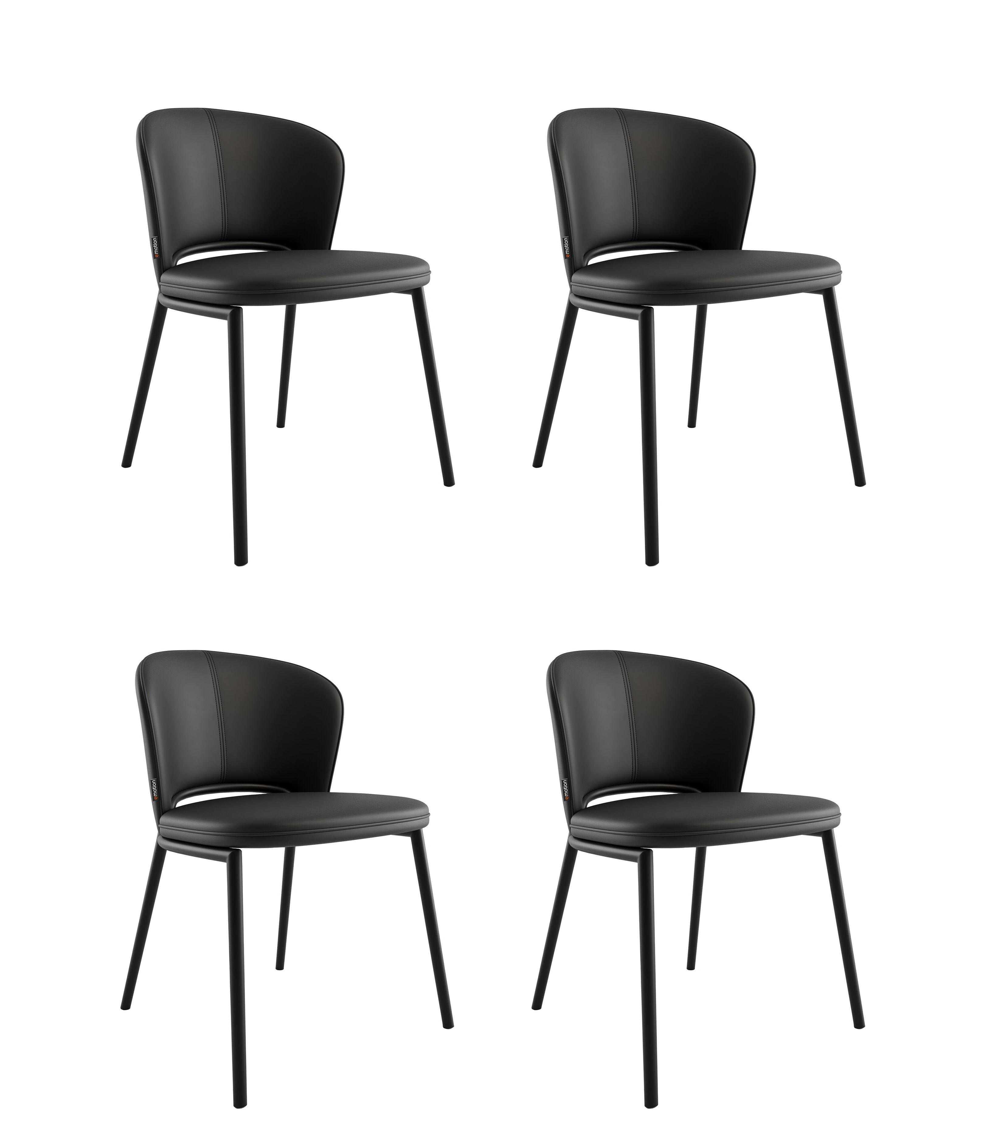 4er Set Esszimmerstuhl Design Küchenstuhl Dean Kunstleder schwarz Metallbeine