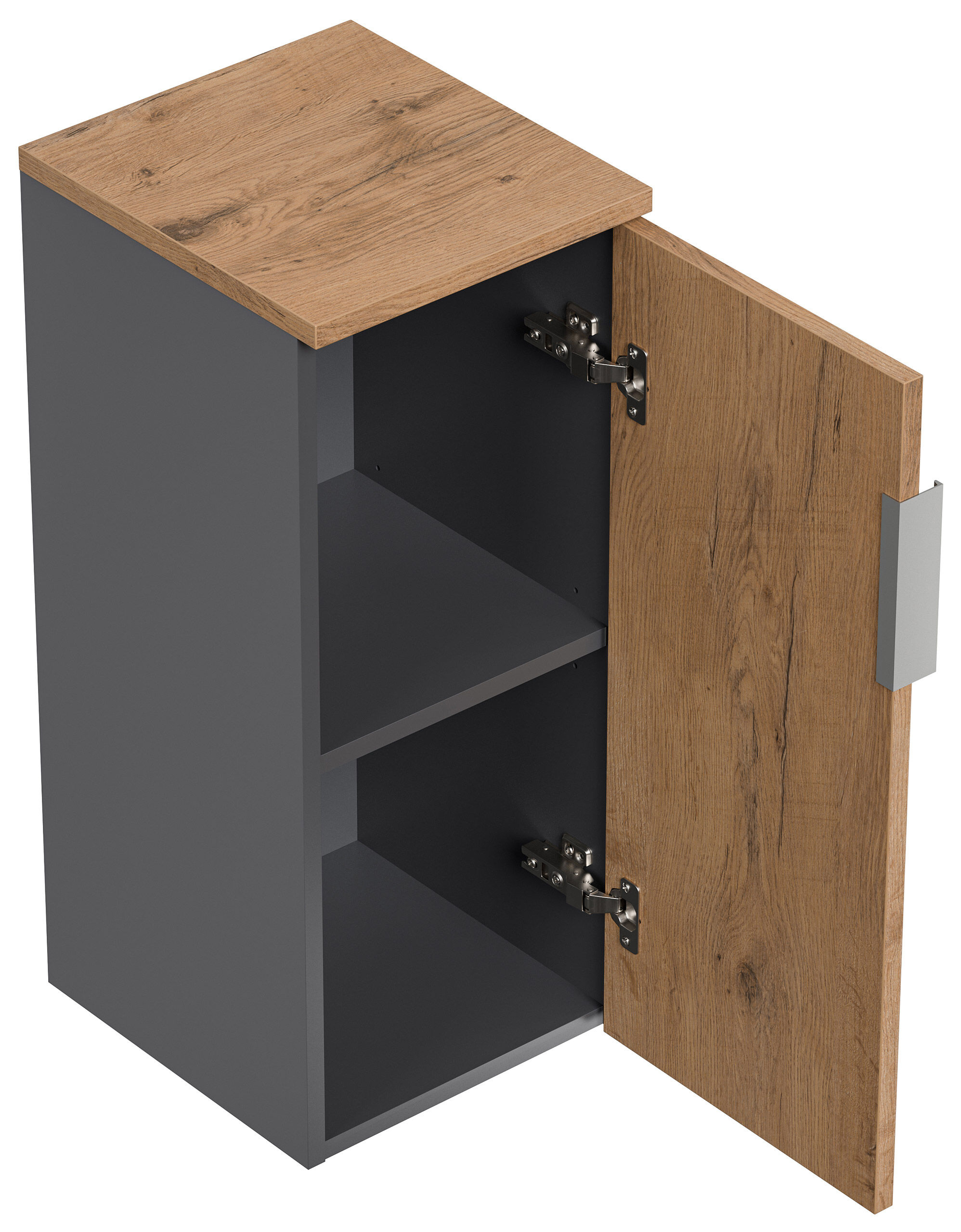 Badschrank 2er Set Vega zur Wandmontage Eiche / Grafit Matt