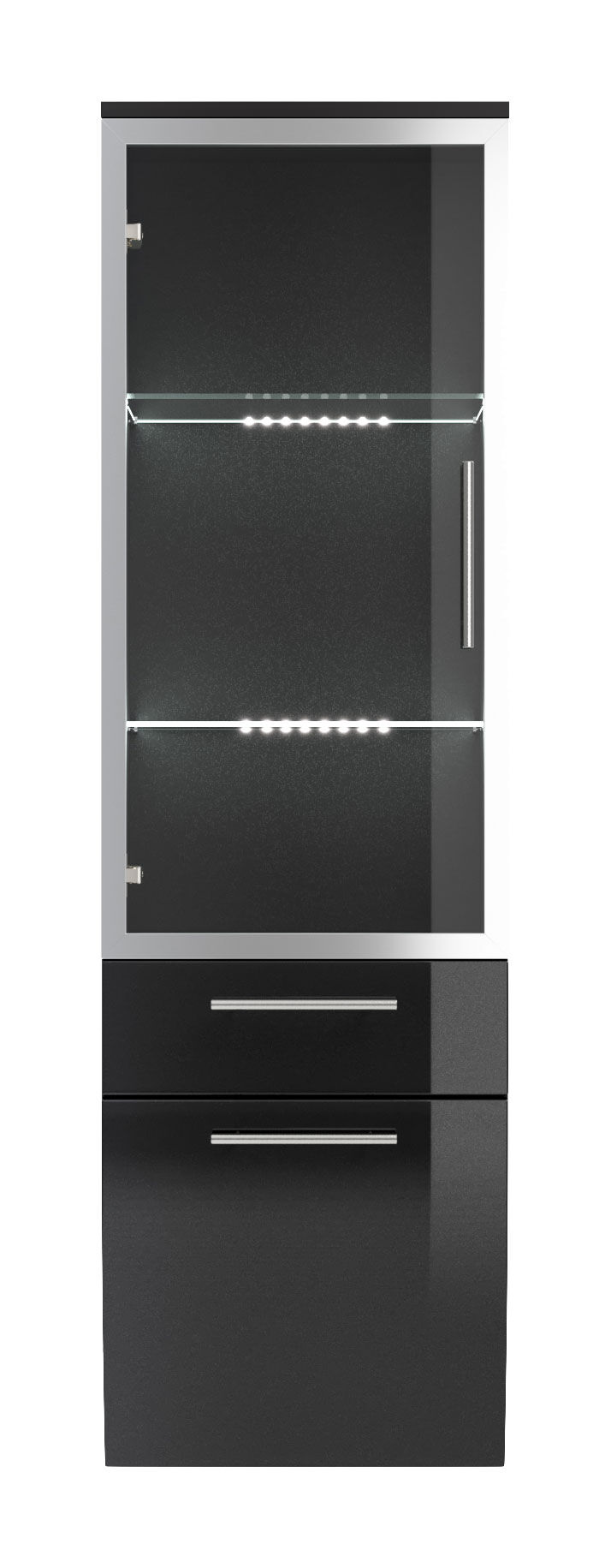 Hochschrank Salona 135 cm mit Glastür Anthrazit