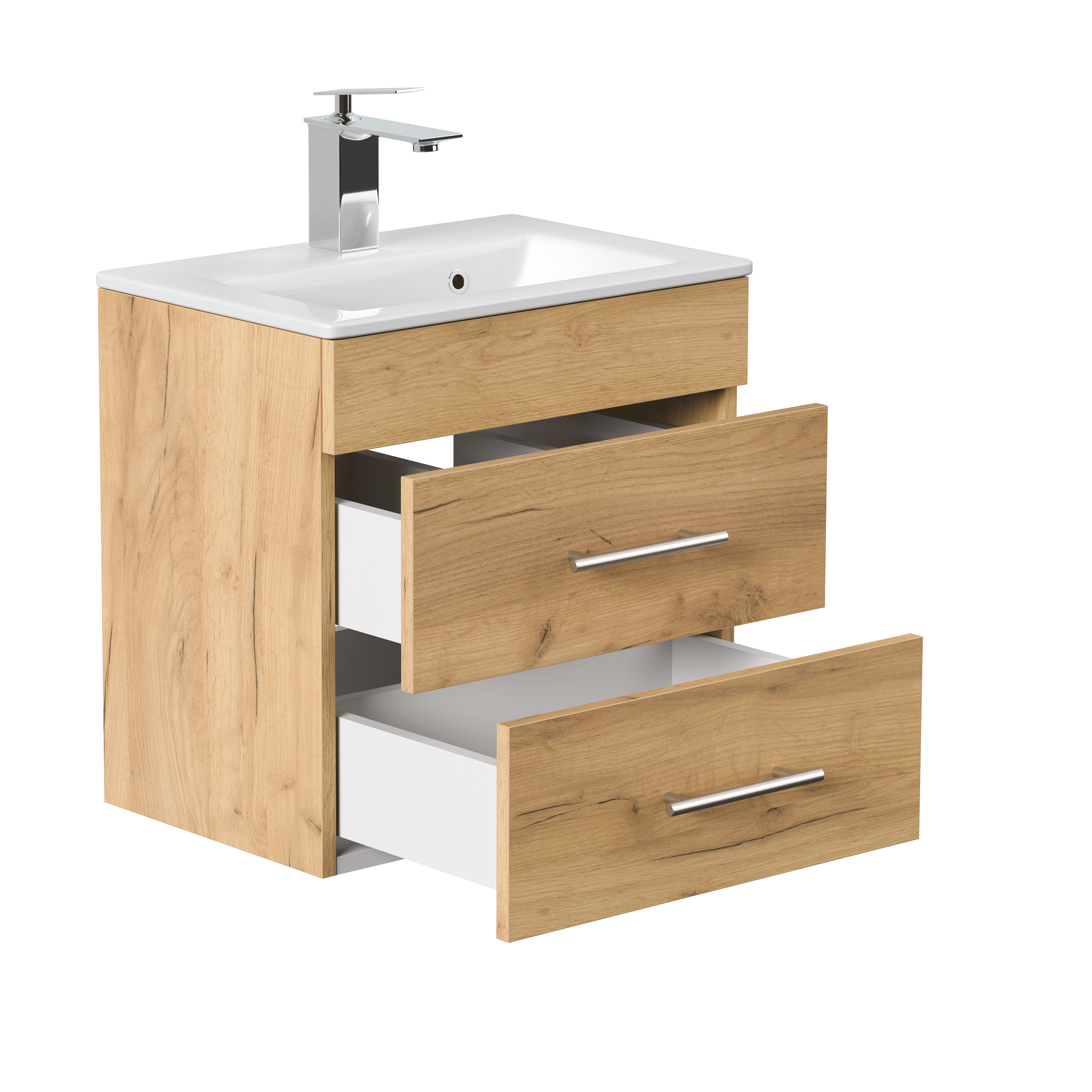 Badmöbel Mars 500 SlimLine 50x34cm mit 2 SoftClose Schubladen eiche gold