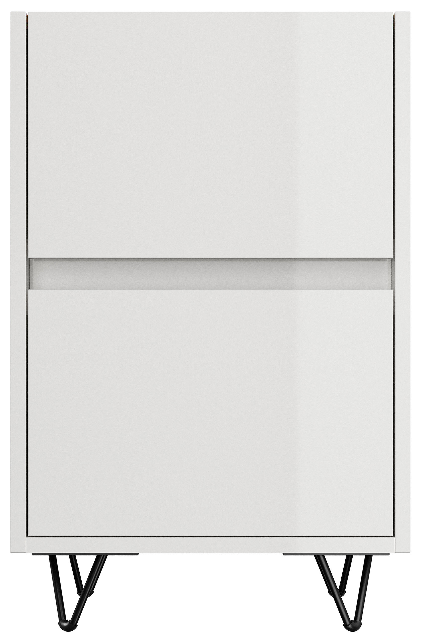 Nachttisch Yako 40cm 2 SoftClose stehend Weiß & Eiche Top