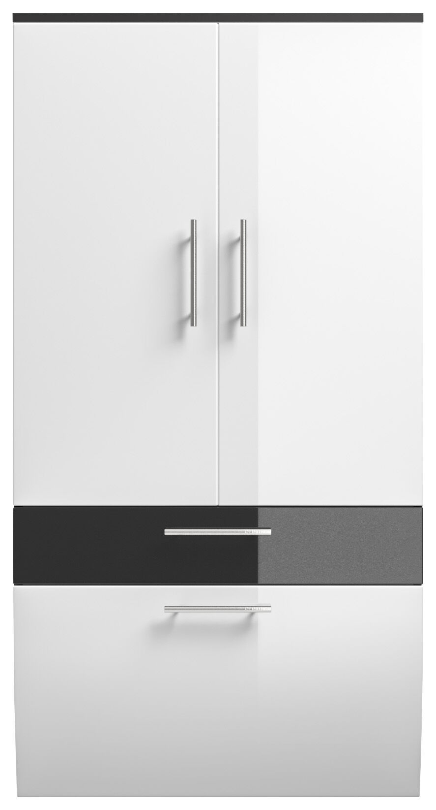 Hochschrank 135x70cm Salona L Weiss / Grafit