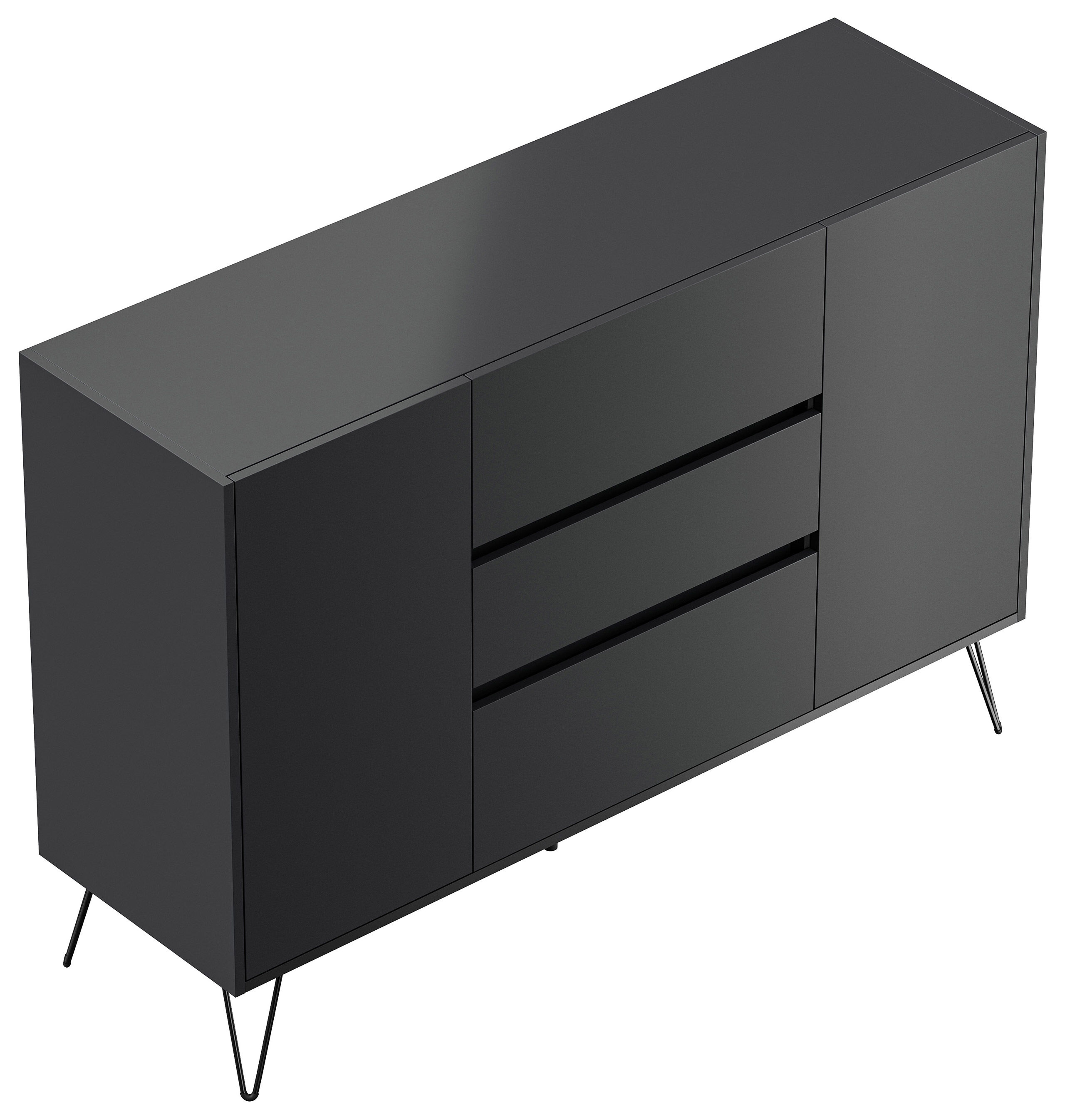 Sideboard Yako XL 140cm 3 SoftClose 2 Türen Grafit