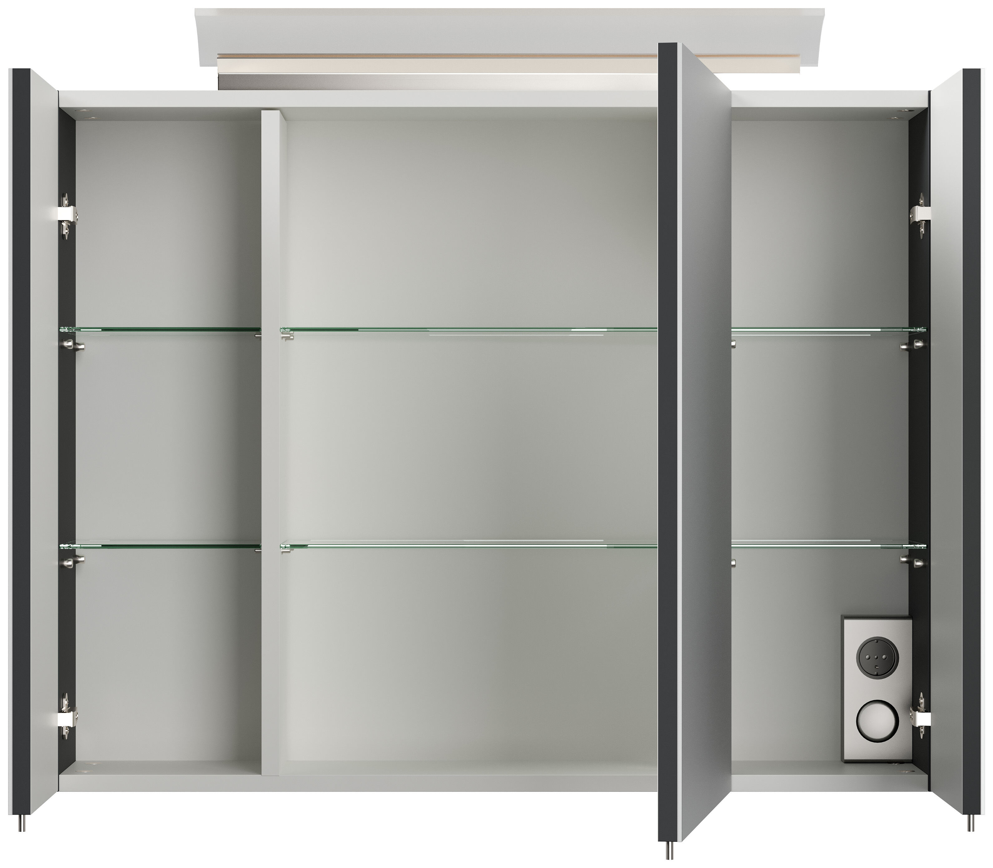 Badmöbelset Taifun 190cm 4tlg mit 2x Spiegelschrank & Seitenschrank grafit