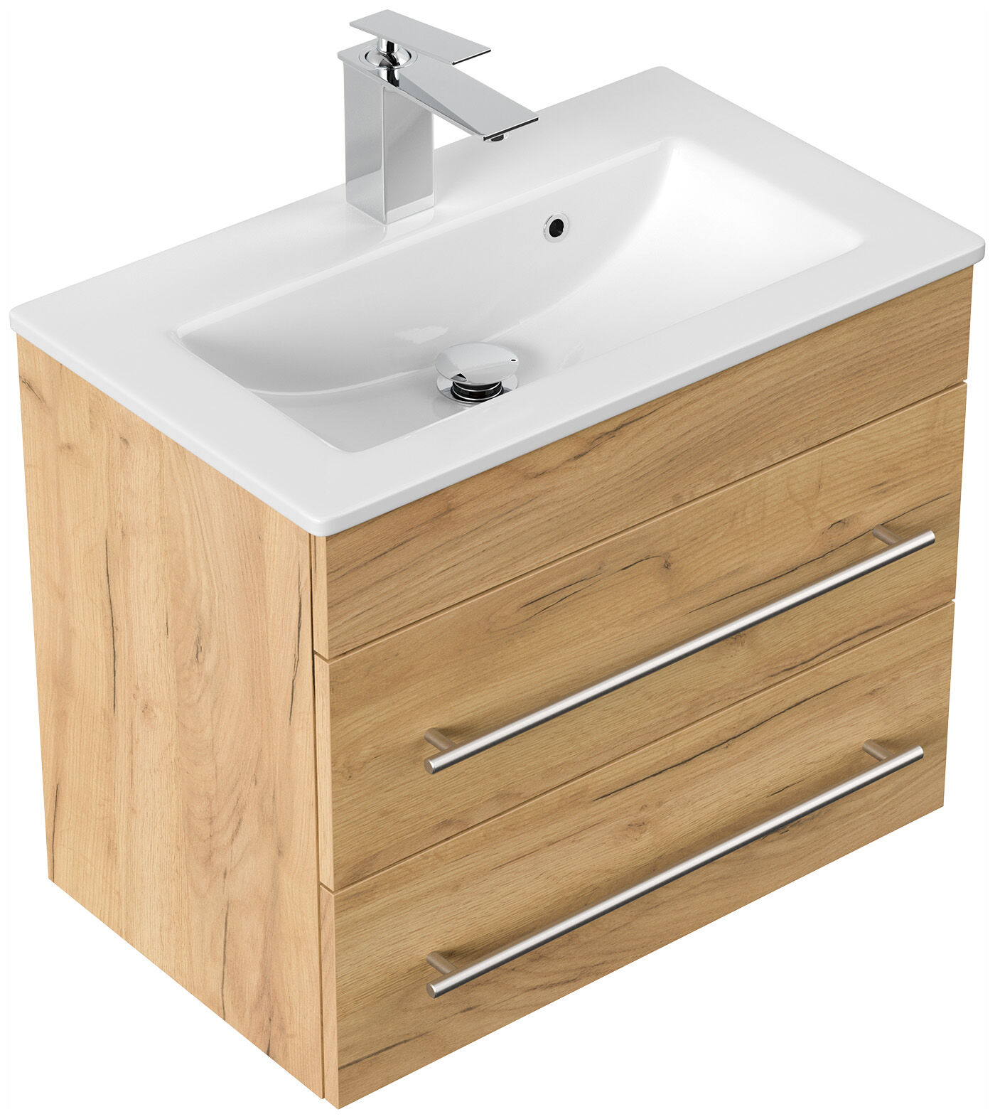 Badmöbel Mars 600 2-teilig mit LED Spiegel SlimLine weiss hochglanz