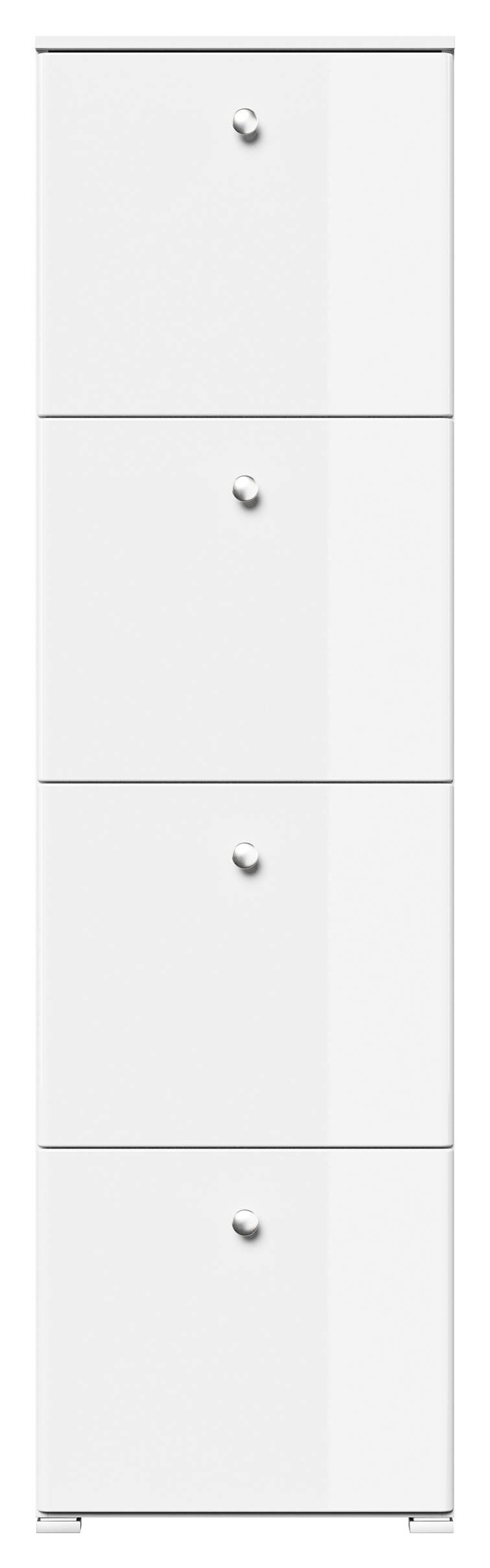 Schuhschrank Comfort 4 Klappen 16 Paar 52x187 cm Weiss-Weiss Hgl