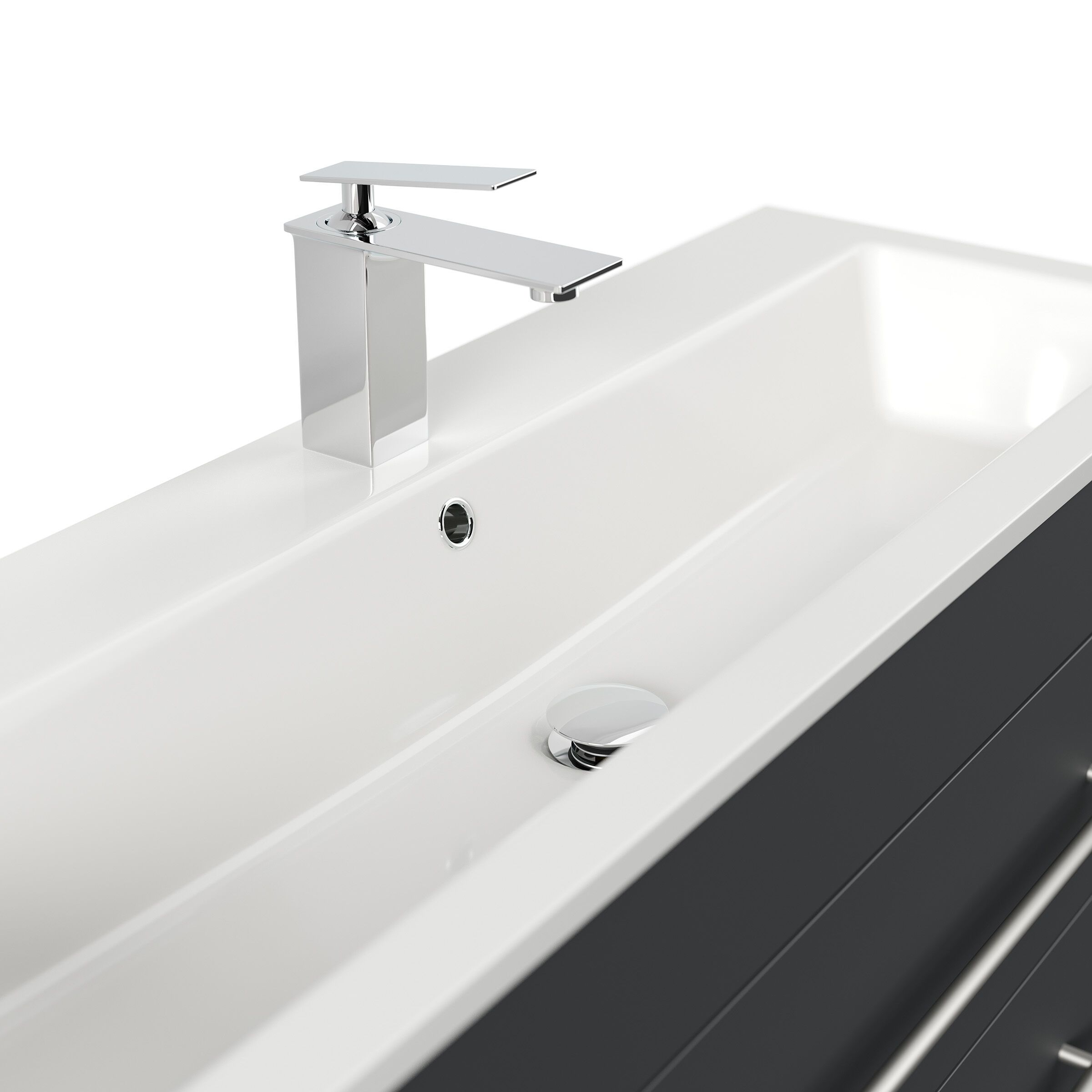 Badmöbel Mars 1000 2-teilig mit LED Spiegel SlimLine grafit