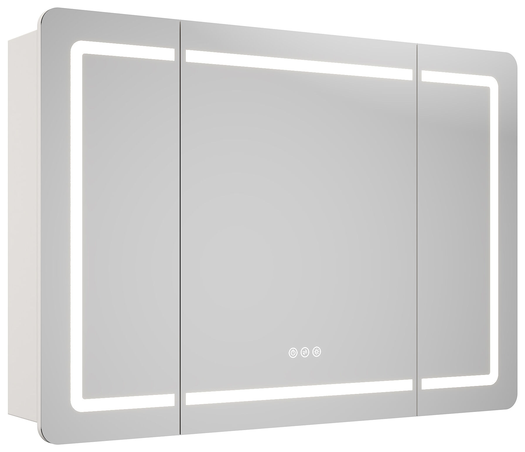 Spiegelschrank Riva 100 cm inkl. Design LED-Lampe und Glasböden weiß matt
