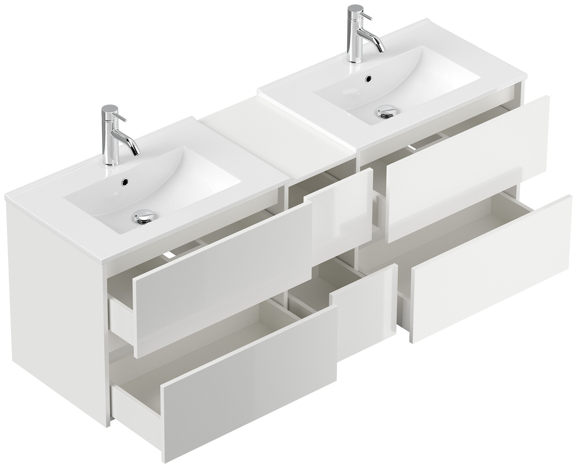 Badmöbelset Taifun 170cm 3tlg mit 2x Spiegelschrank weiß Hgl